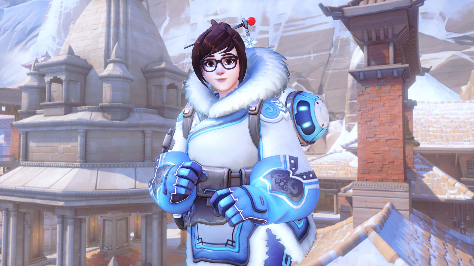 Overwatch's Mei In Actie Op Het Slagveld Achtergrond