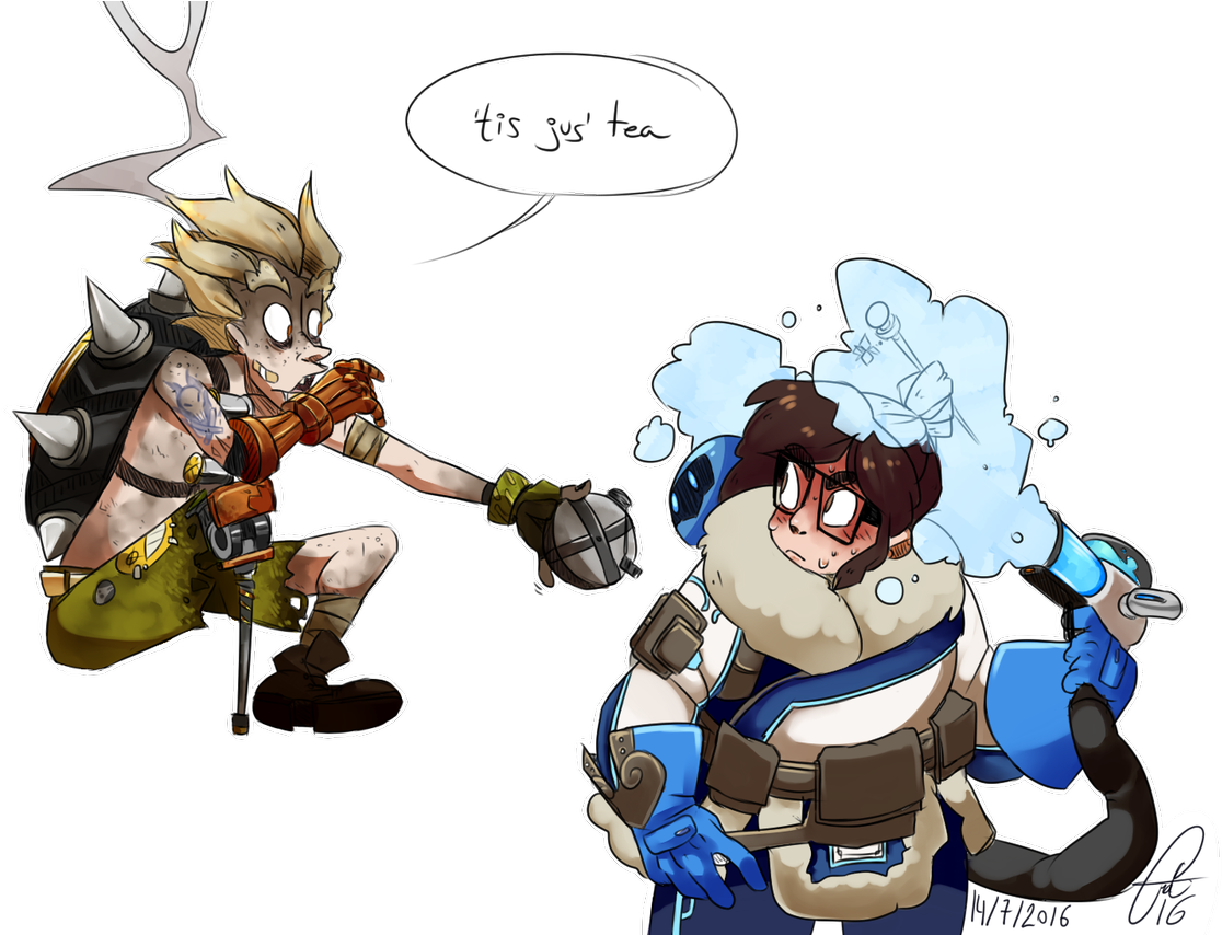 Overwatch Meiand Junkrat Tea Time PNG