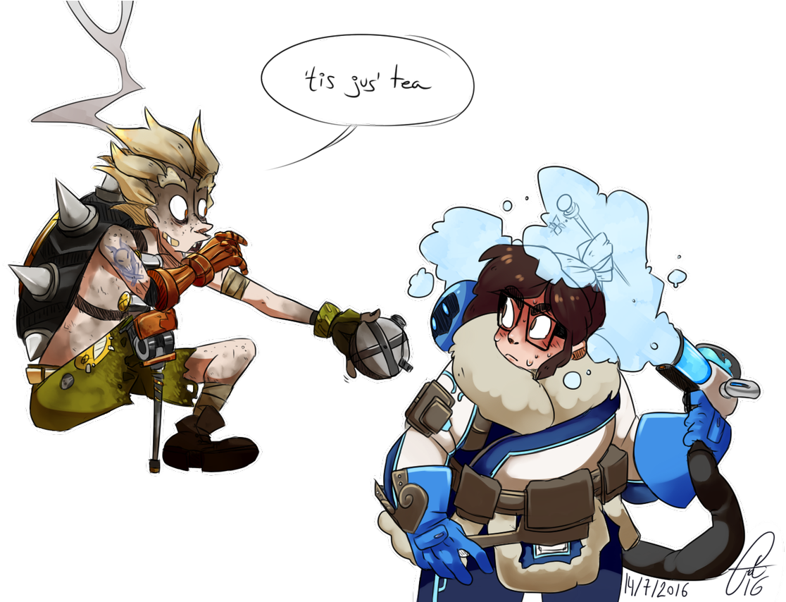 Download Overwatch Meiand Junkrat Tea Time | Wallpapers.com