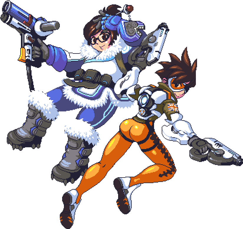 Overwatch Meiand Tracer Pixel Art PNG