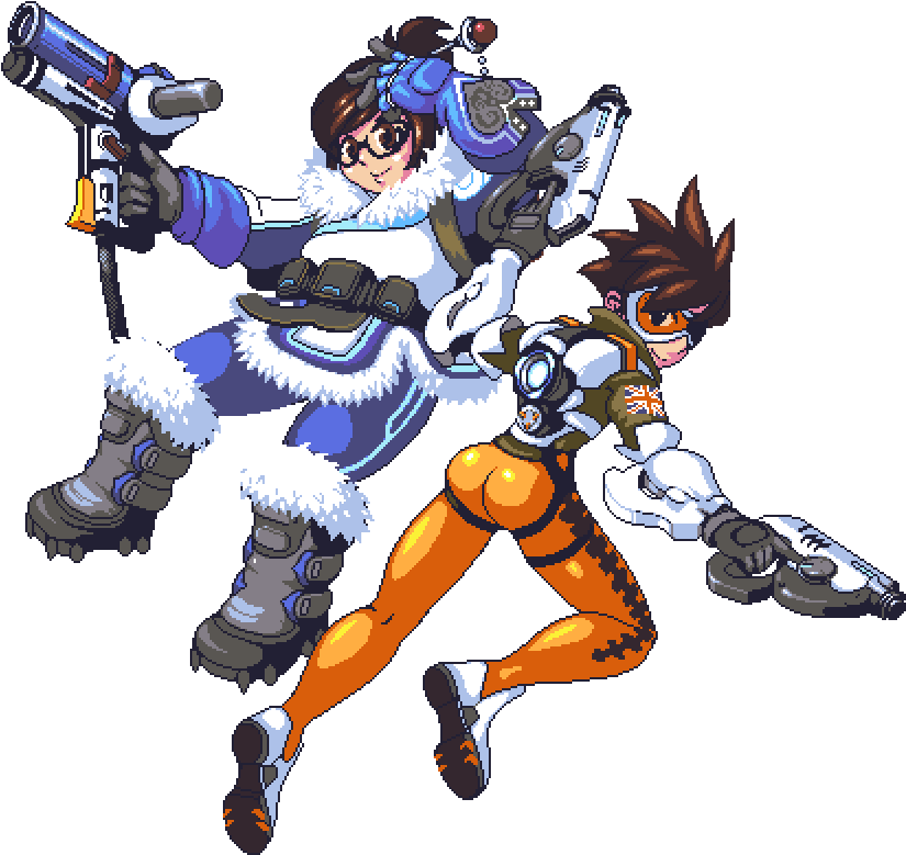 Download Overwatch Meiand Tracer Pixel Art | Wallpapers.com