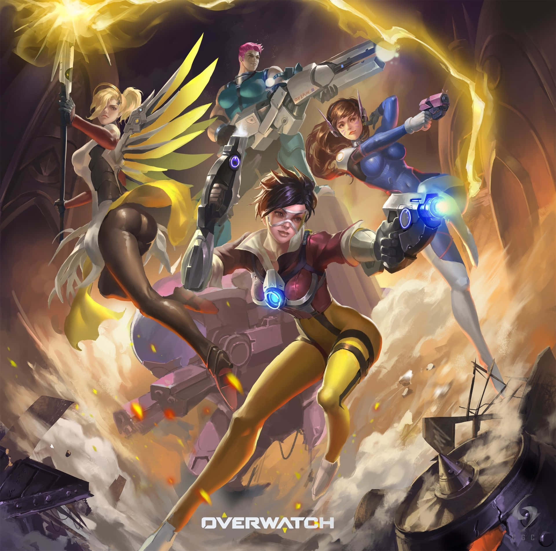 "Overwatch Healer: Mercy Taking Flight" Wallpaper