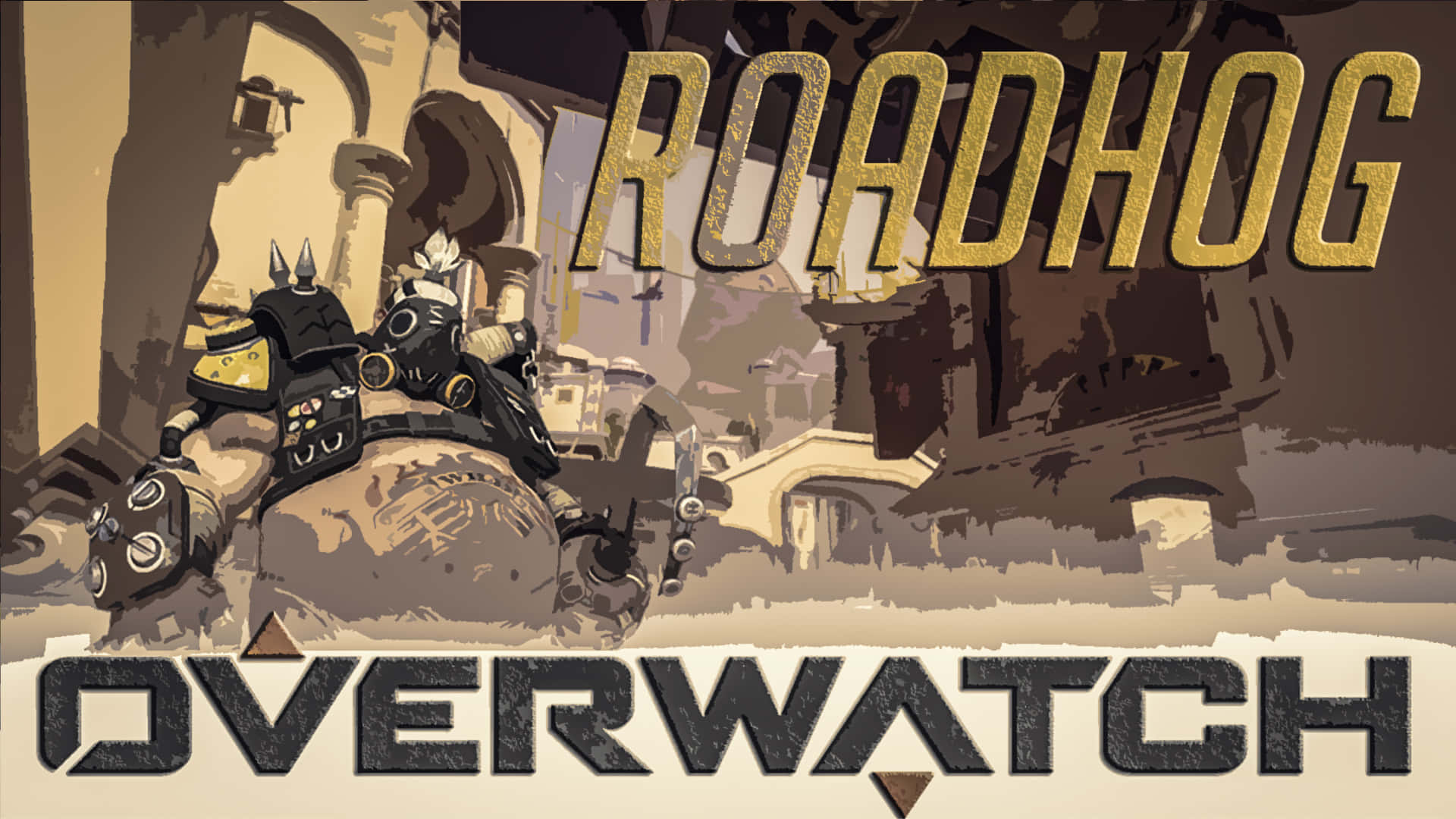 Intimidating Roadhog prepares for battle in Overwatch Wallpaper