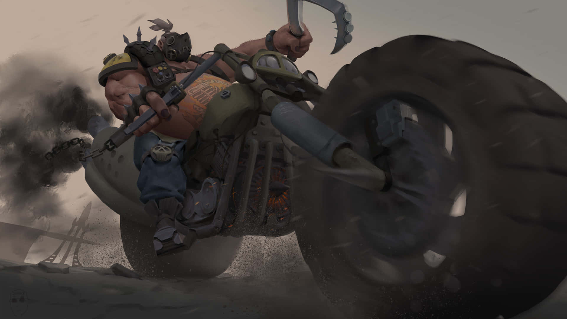 Mighty Roadhog Dominates the Overwatch Battlefield Wallpaper