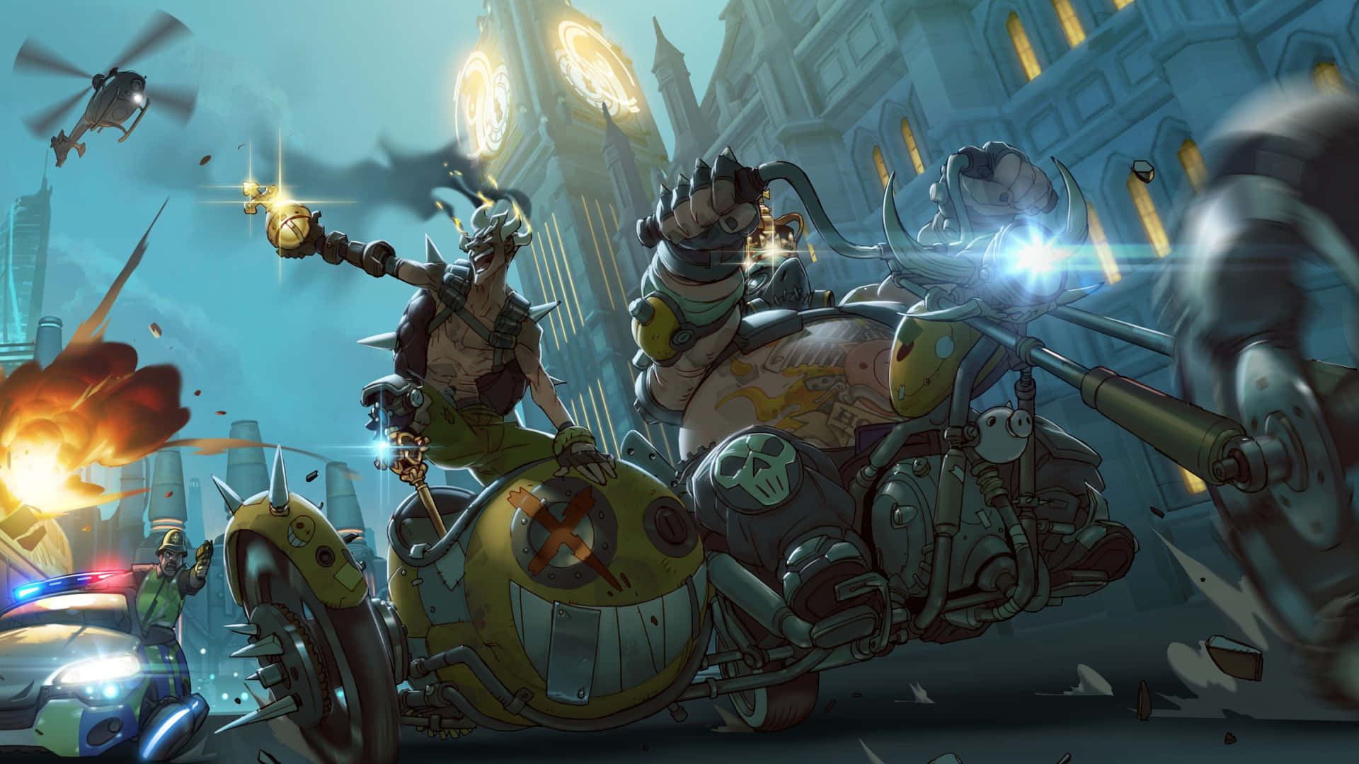 The Mighty Roadhog of Overwatch in Action Wallpaper