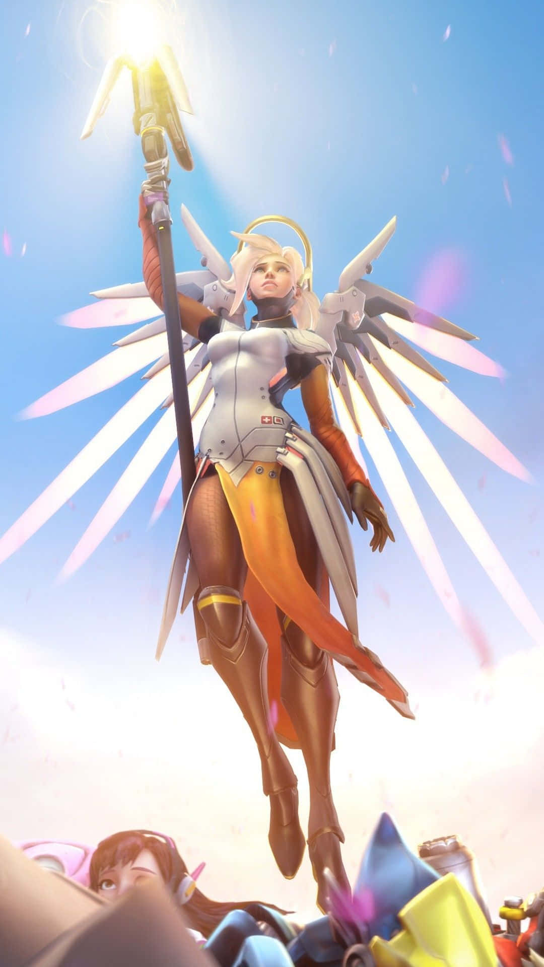 Overwatch's Mercy, The Guardian Angel, Soaring In Action Wallpaper