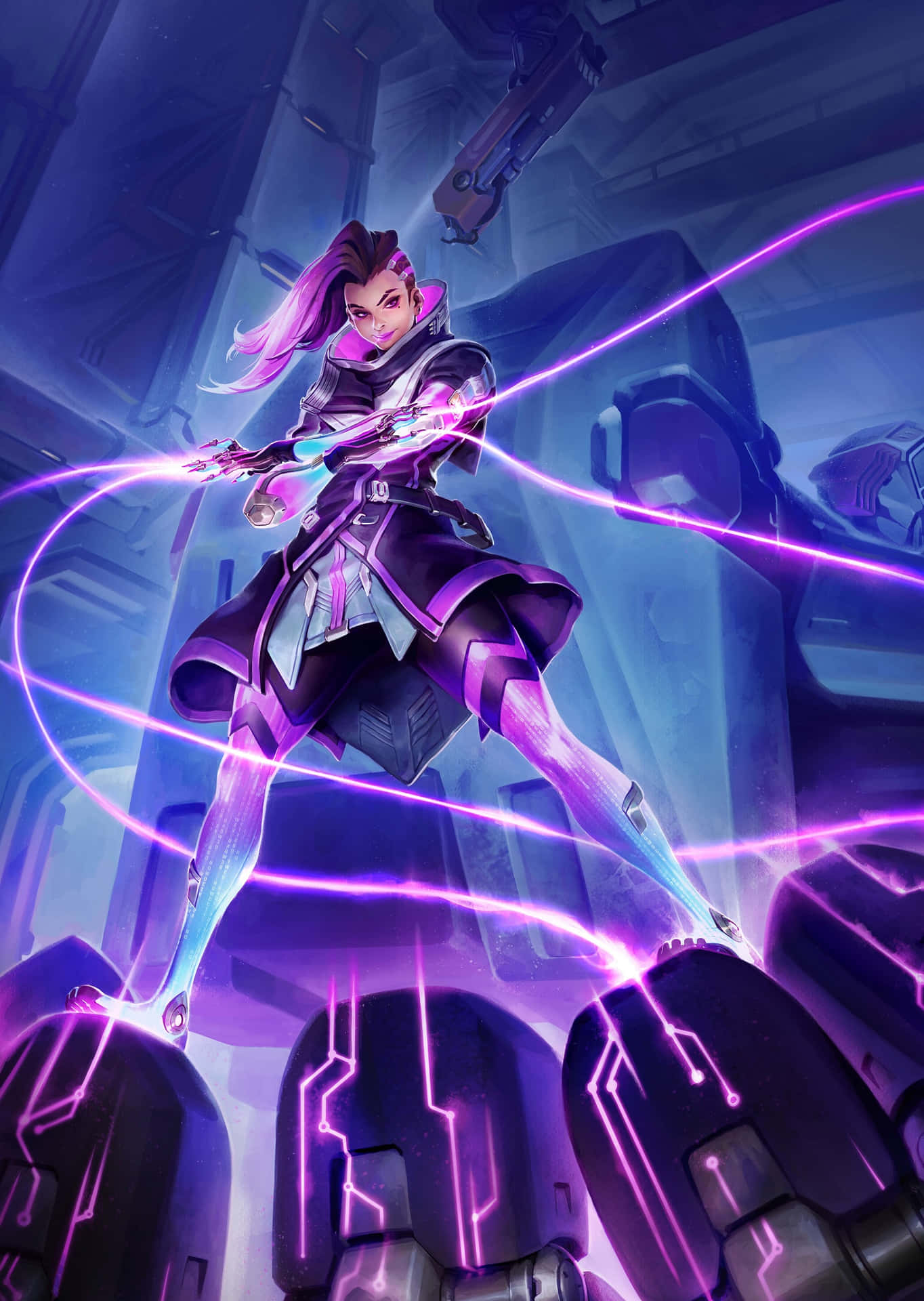 Sombra, the stealthy hacker from Overwatch, in action Wallpaper