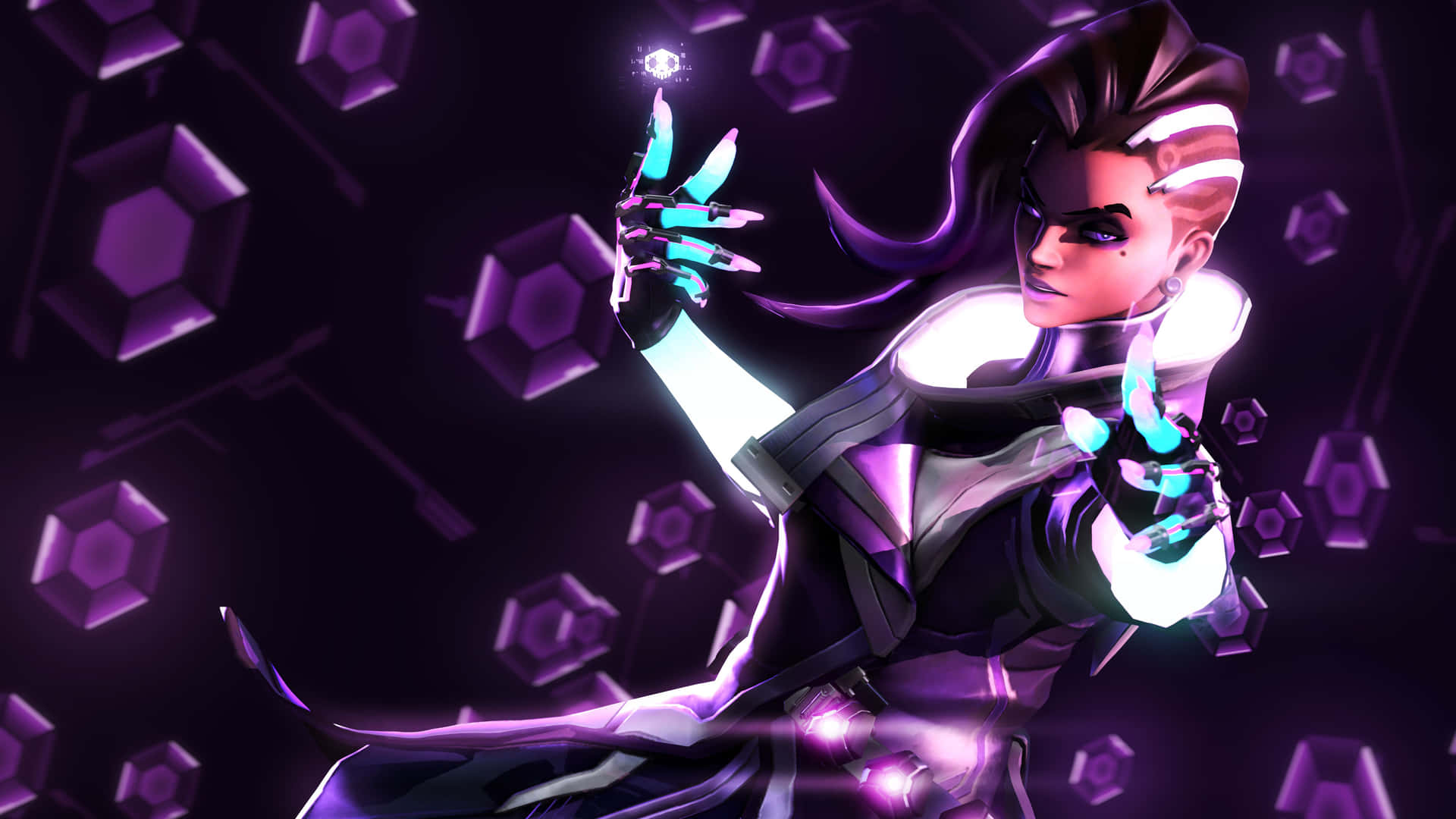 Sombra unleashes her hacking expertise in Overwatch Wallpaper