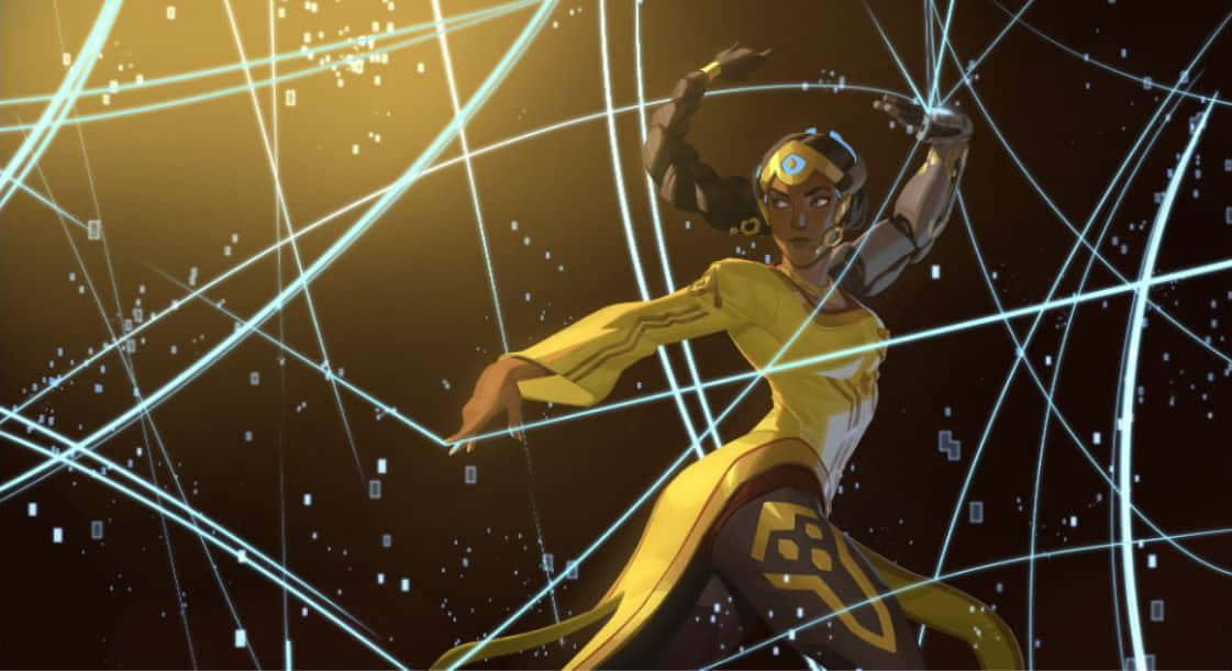 Symmetra unleashing her powerful light-based abilities in Overwatch Wallpaper