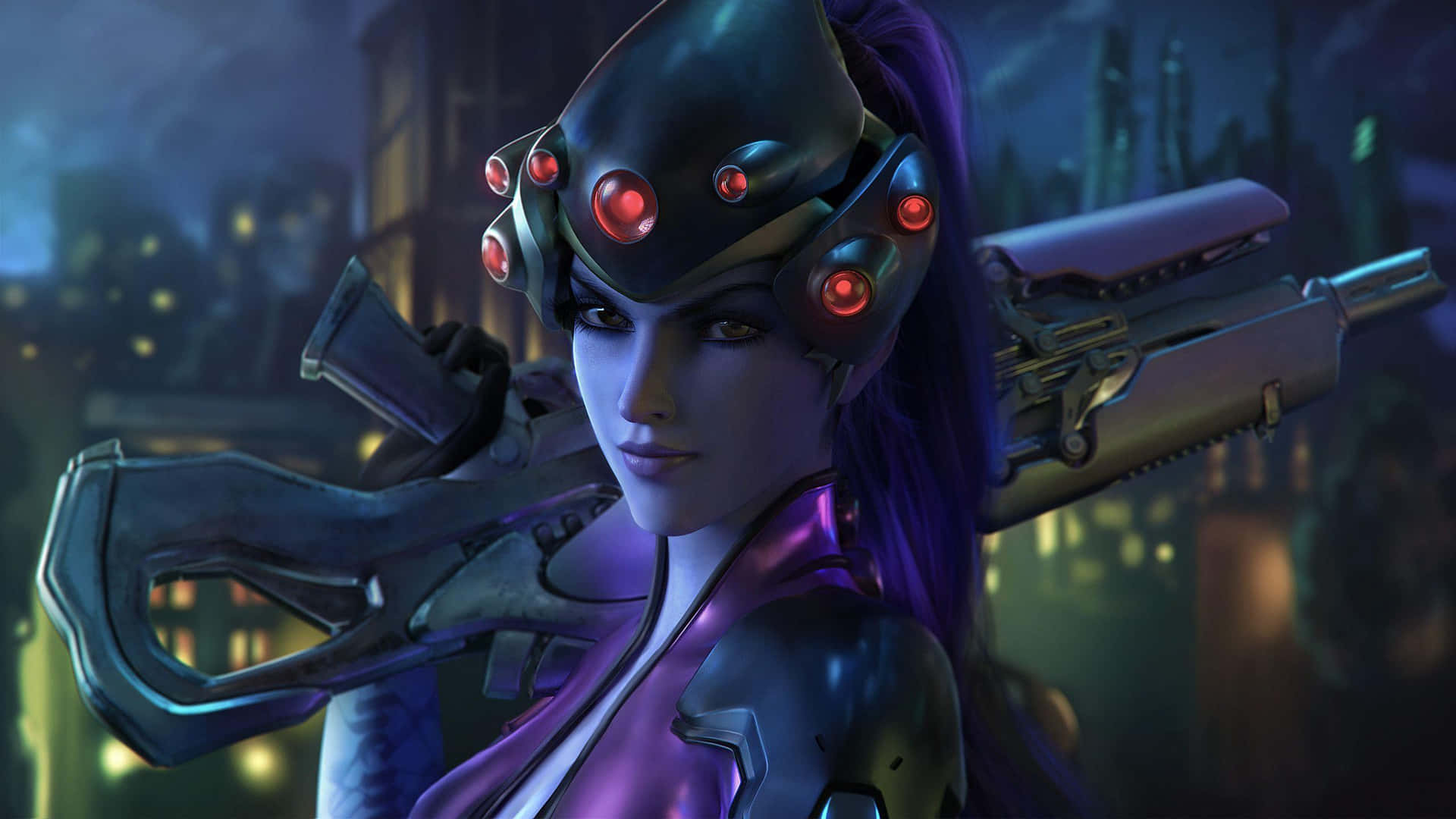 Ready your aim! Widowmaker prepares to unleash her ultimate attack in Overwatch. Wallpaper
