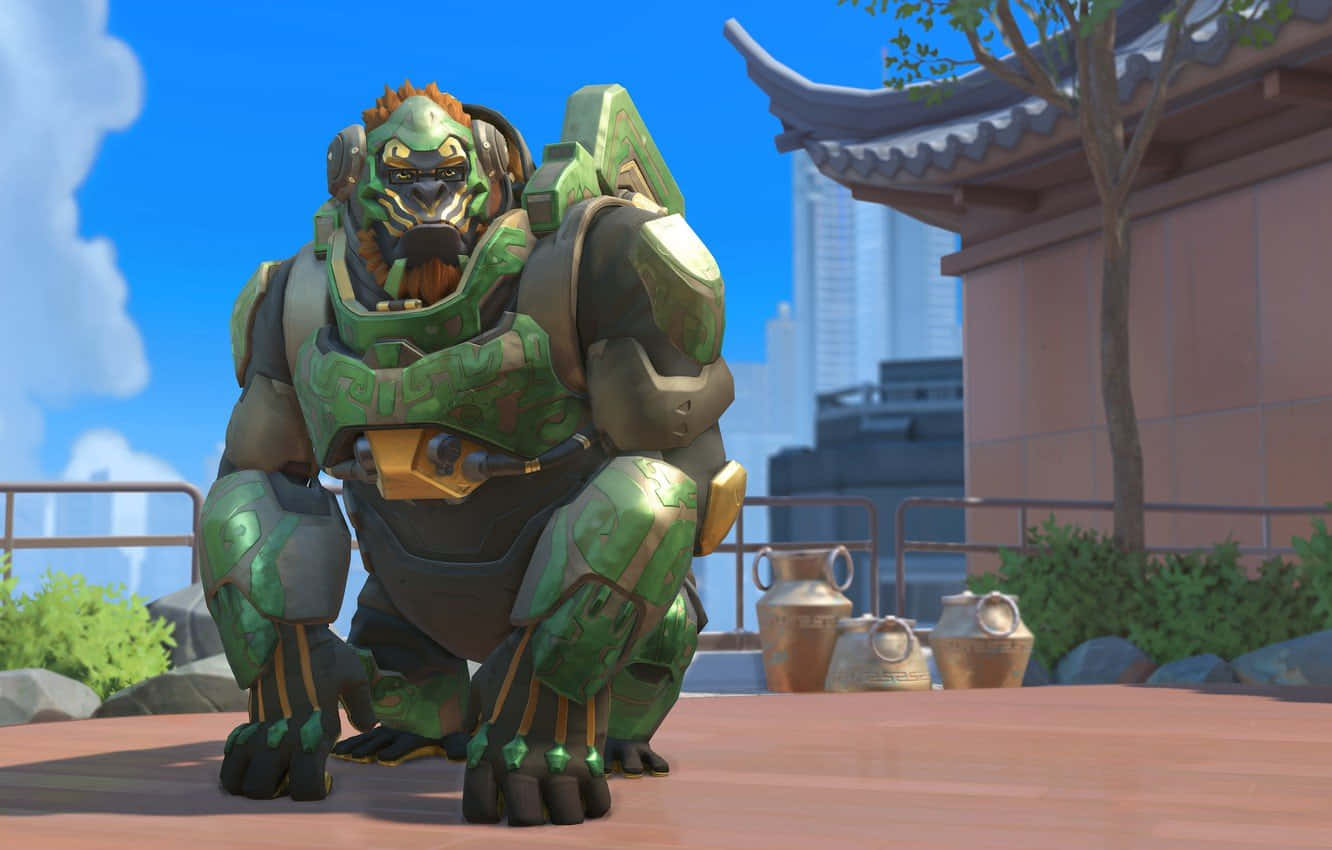 Overwatch's Winston, the intelligent gorilla, ready for action Wallpaper