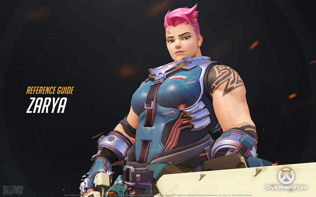 Zarya, the powerful and fearless tank from Overwatch, in her element Wallpaper