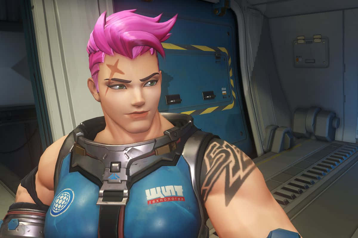 Zarya, the Graviton Surge Tank from Overwatch, showcasing her might and prowess Wallpaper