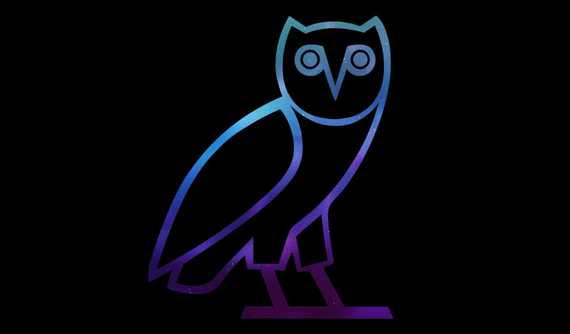 A Blue And Purple Owl Is Standing On A Black Background Wallpaper