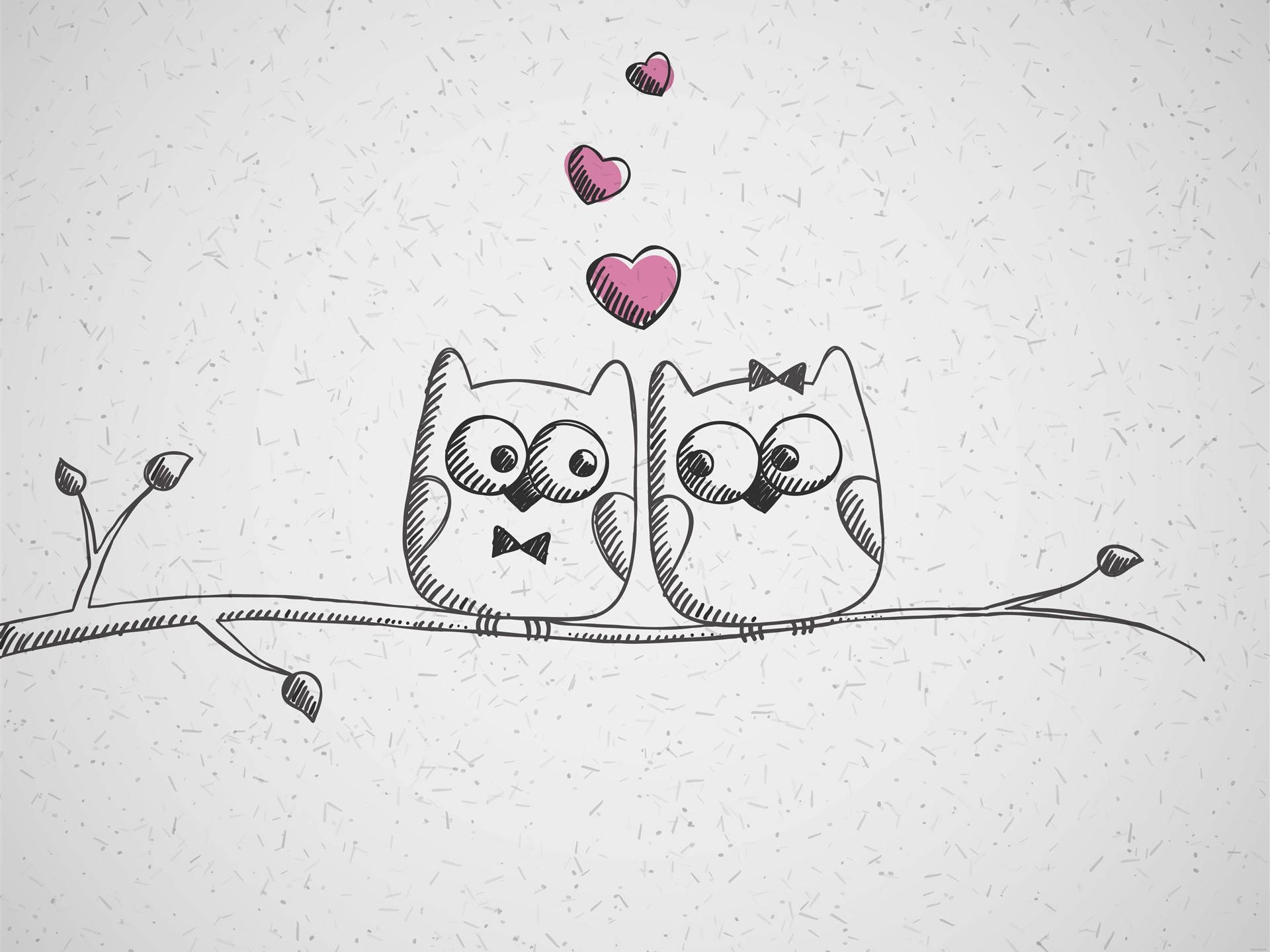 Owl Love Drawing Wallpaper