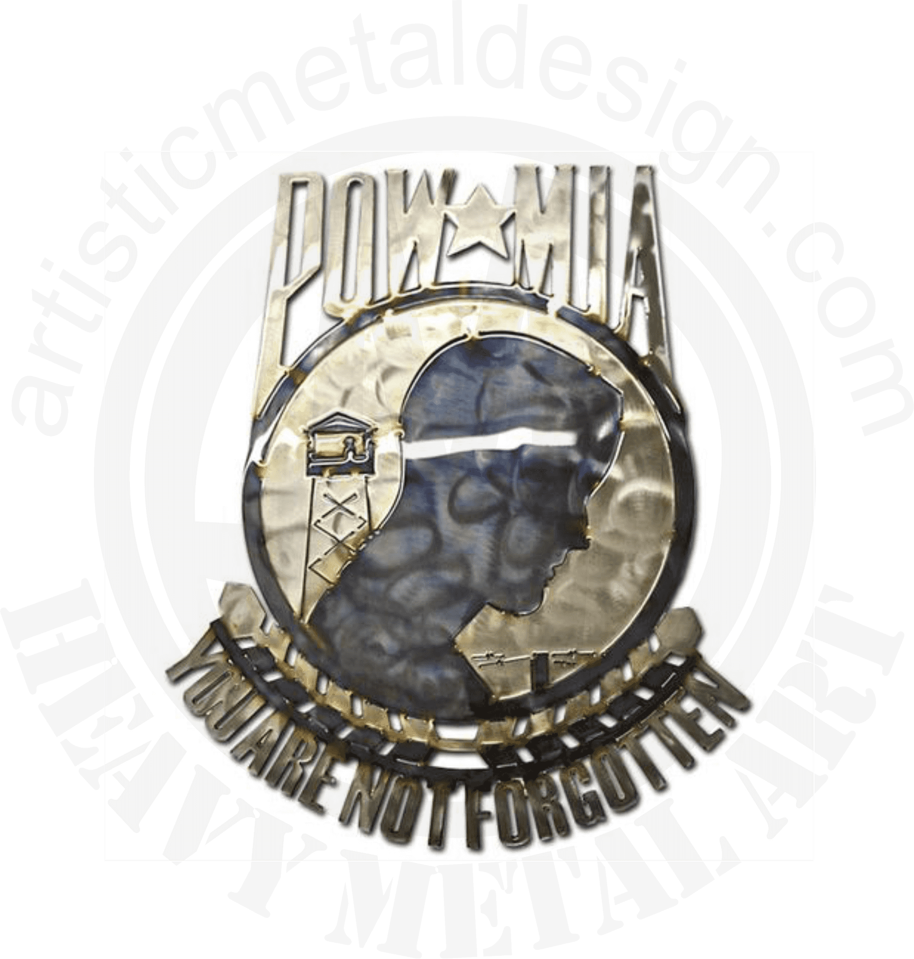 P O W M I A Emblem Metal Design PNG