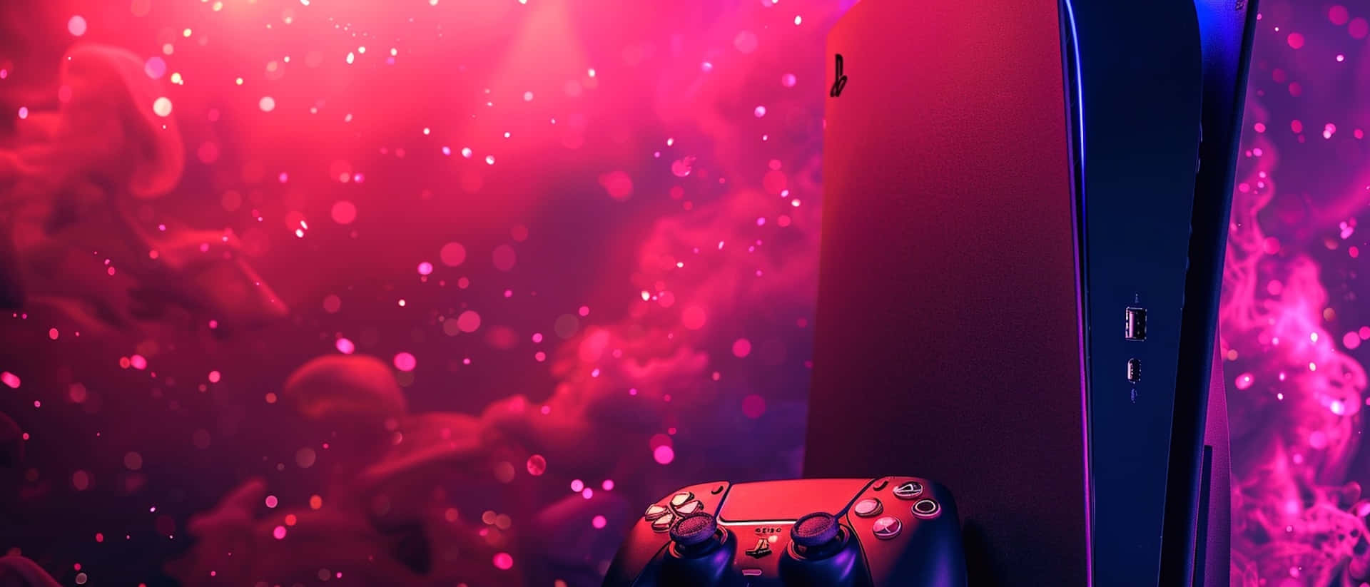 P S5 Consoleand Controller Abstract Background Wallpaper