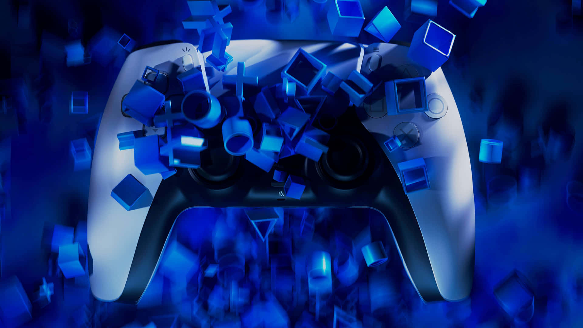 P S5 Controller With Floating Cubes Wallpaper