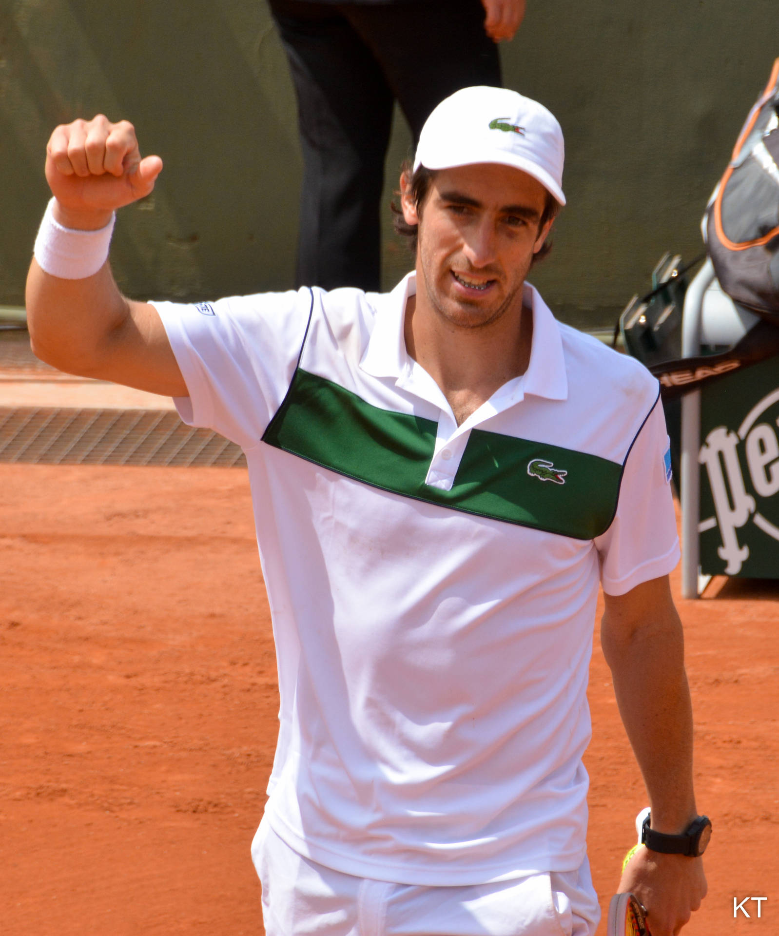 Professional Tennis Player Pablo Cuevas Celebrating Victory Wallpaper