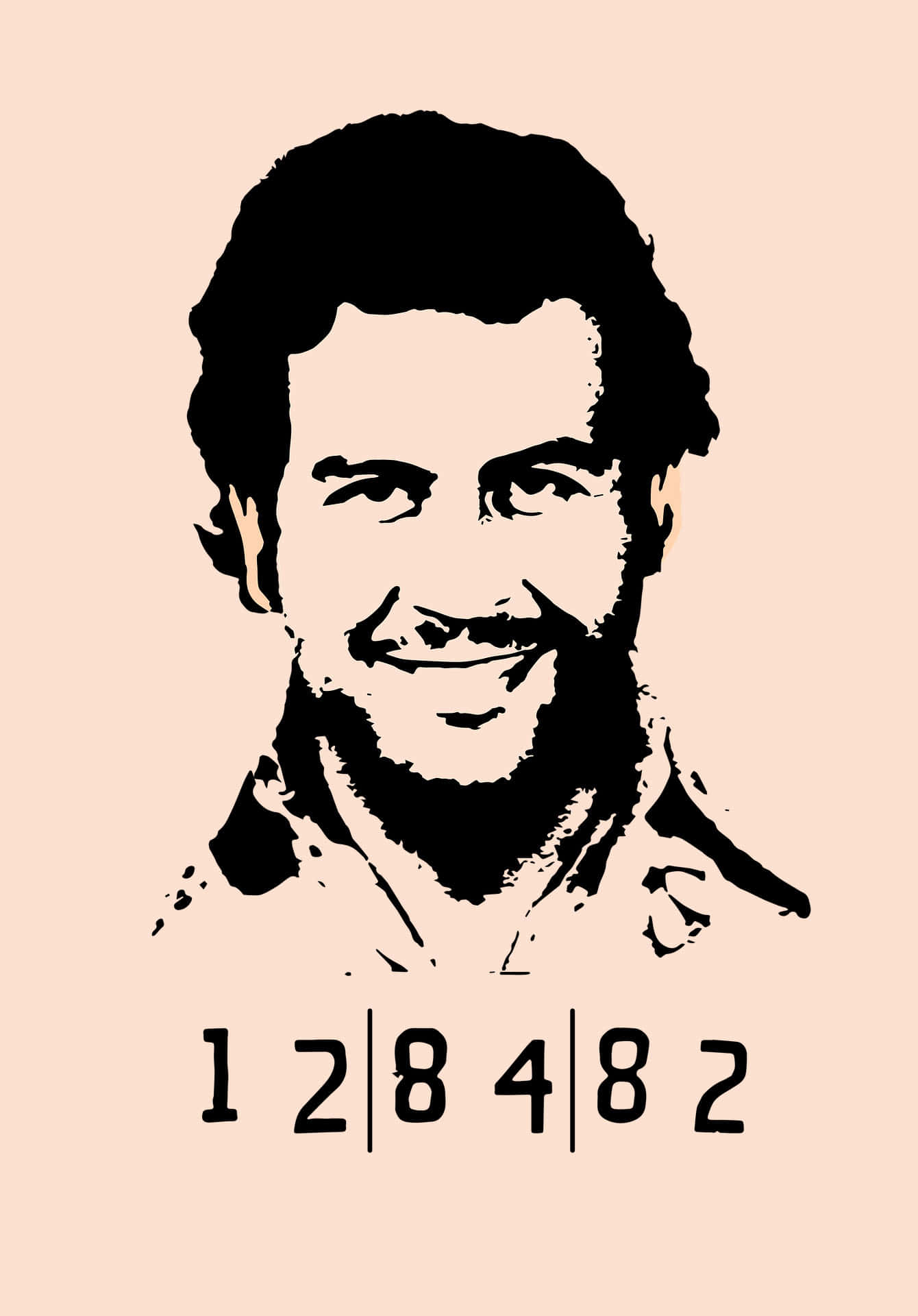A Drawing Of A Man With The Number 828