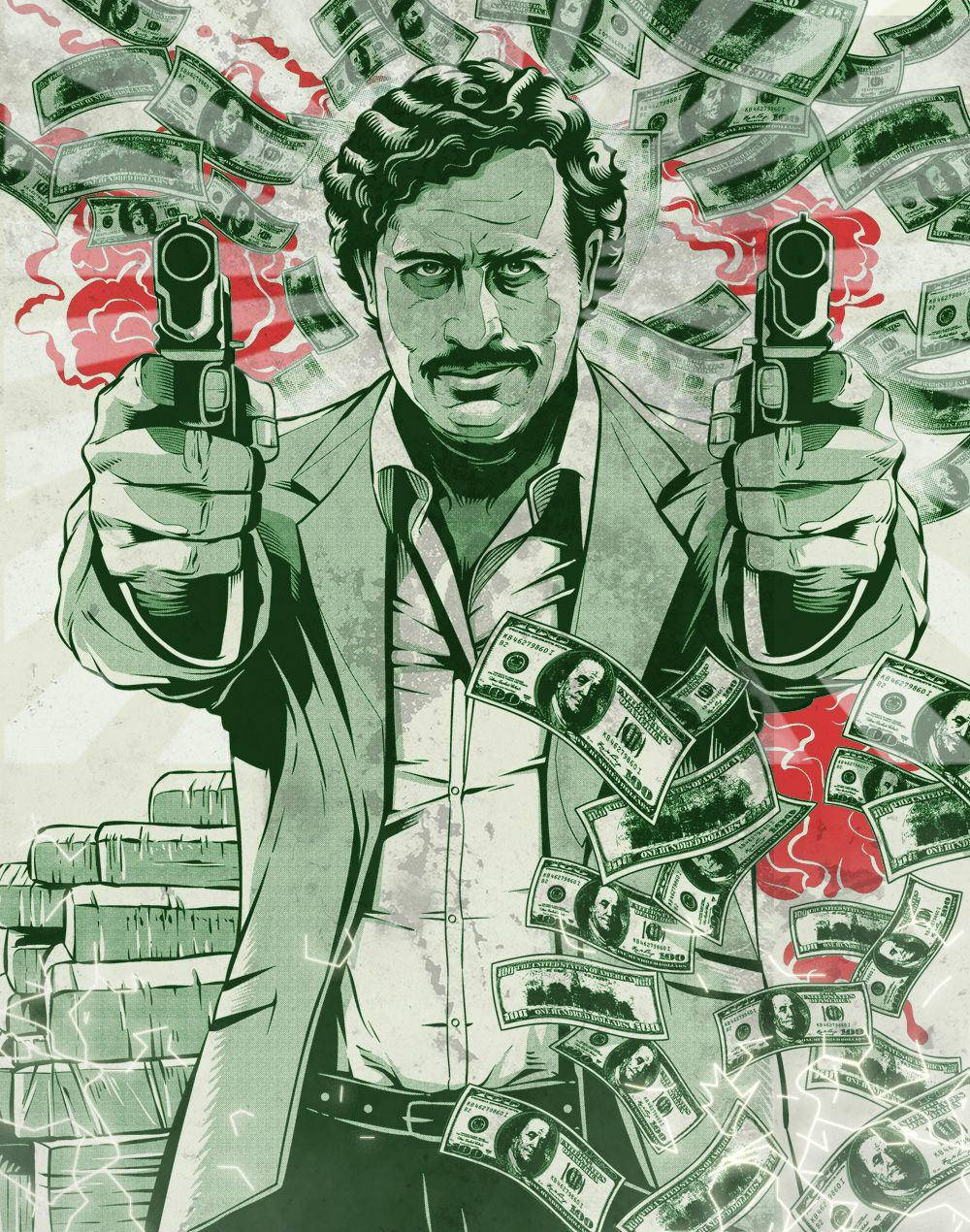 Intriguing Pablo Escobar Holding Guns Wallpaper