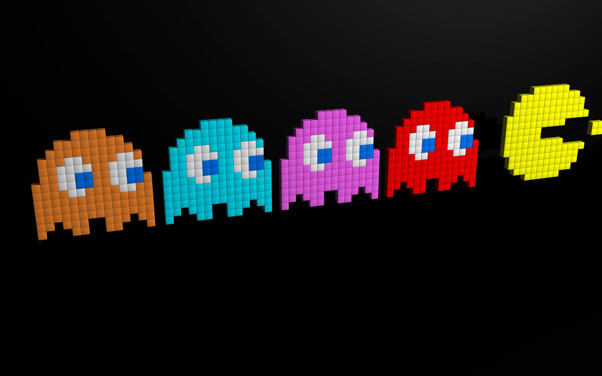 Pacman Und Geister Pixelkunst Wallpaper