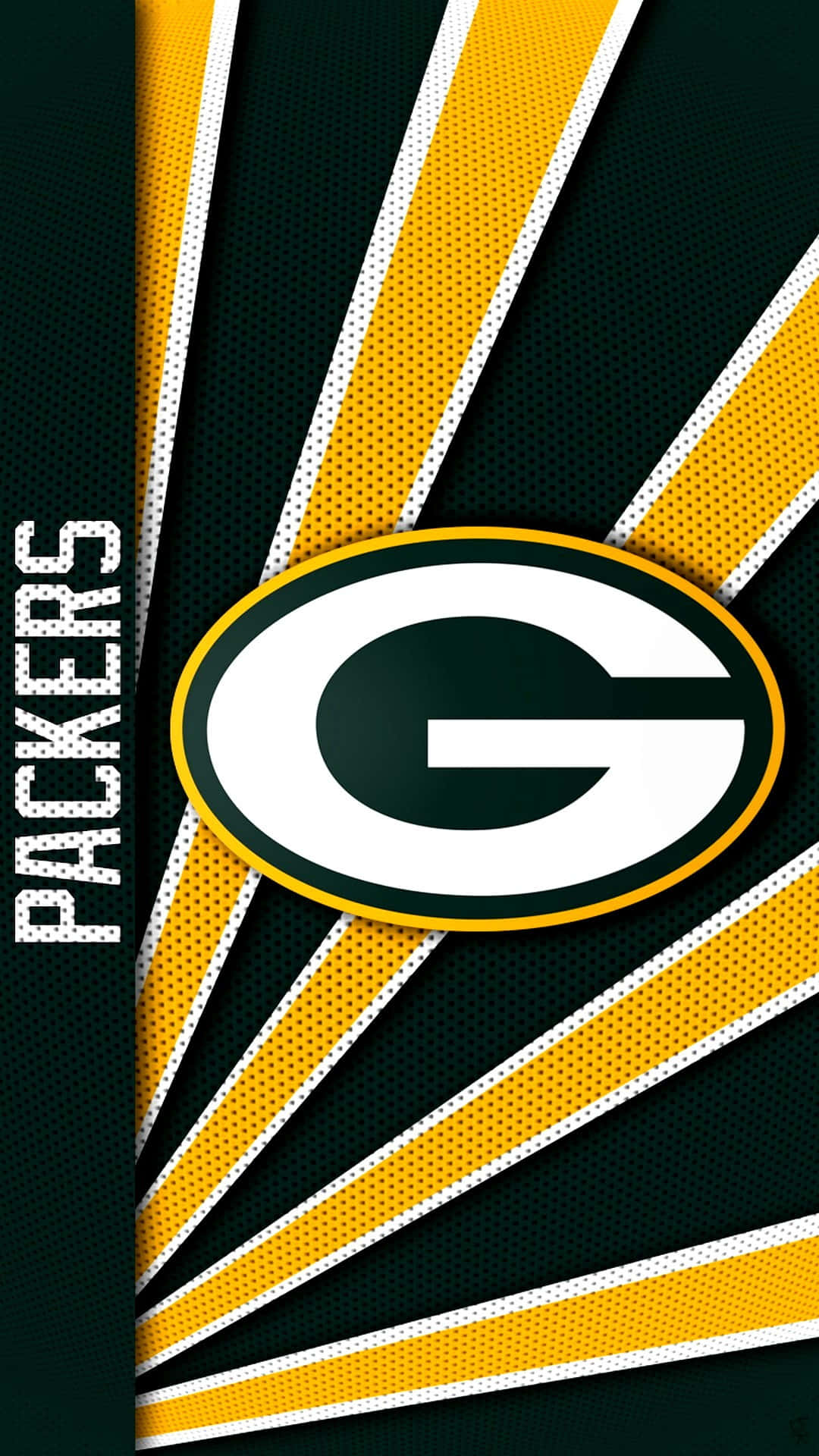 Green Bay Packers logo on a vibrant green background