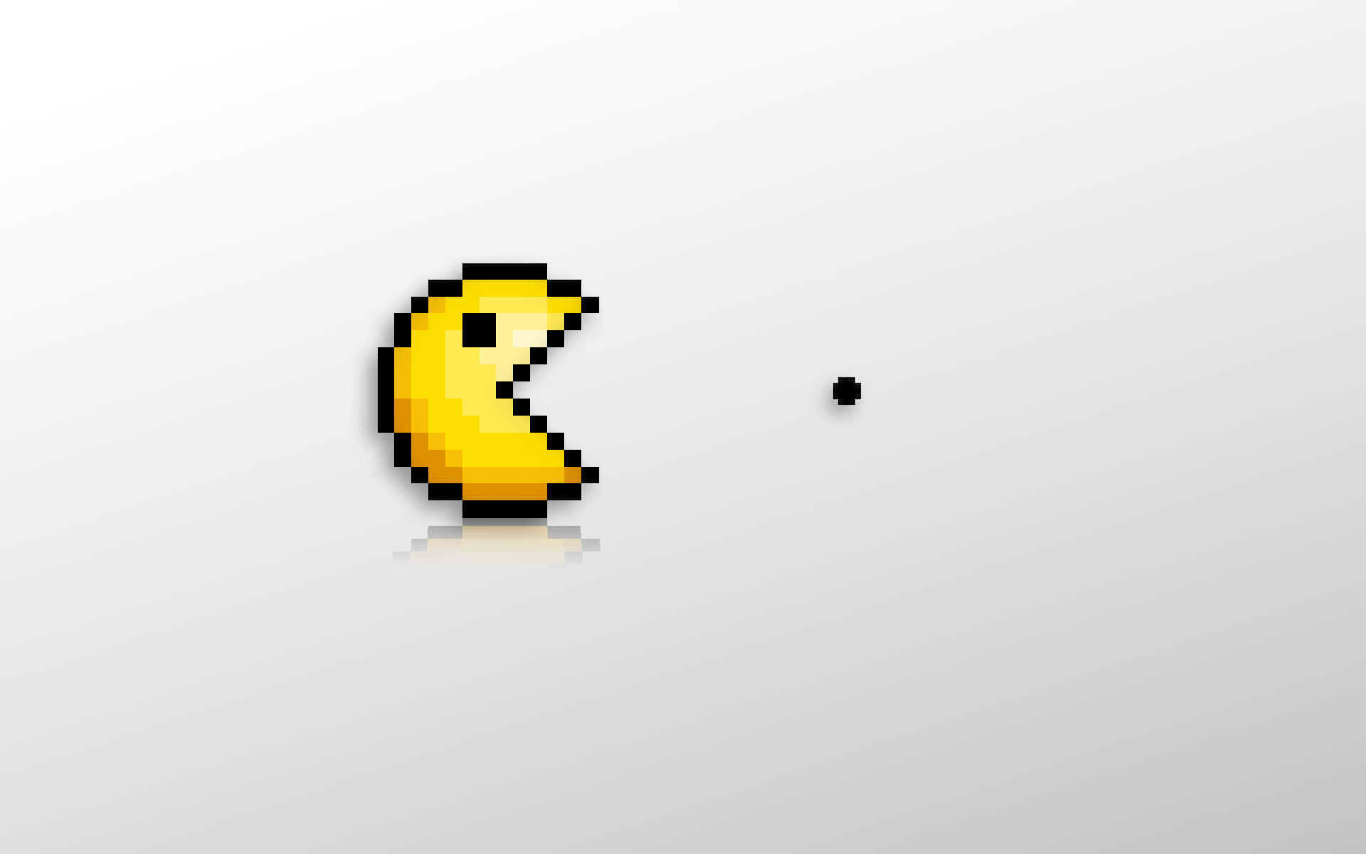 Pixel Pac Man Chasing A Black Dot Wallpaper