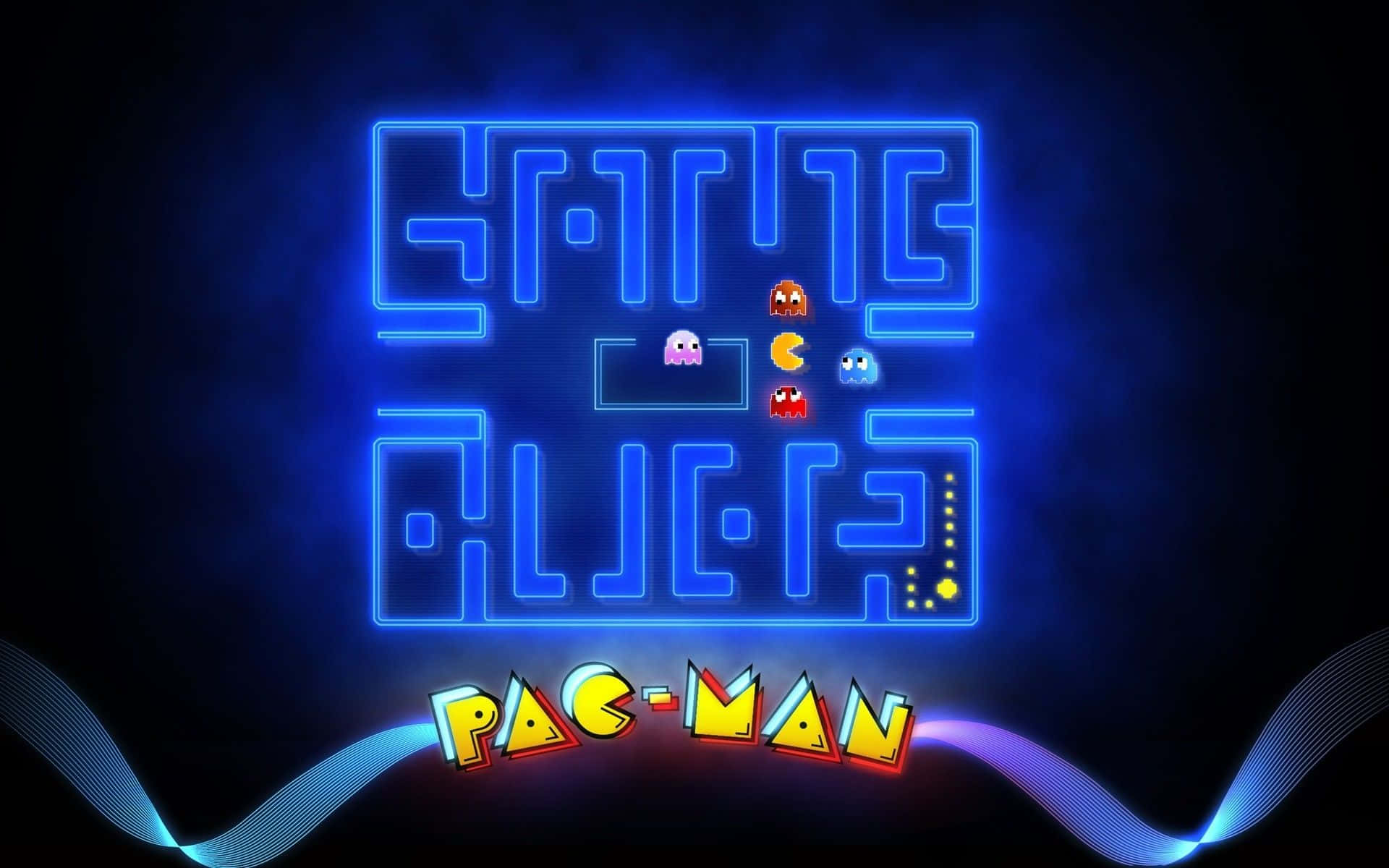 Njutav Det Klassiska Pacman-spelet Med Denna Futuristiska Neonbakgrund.