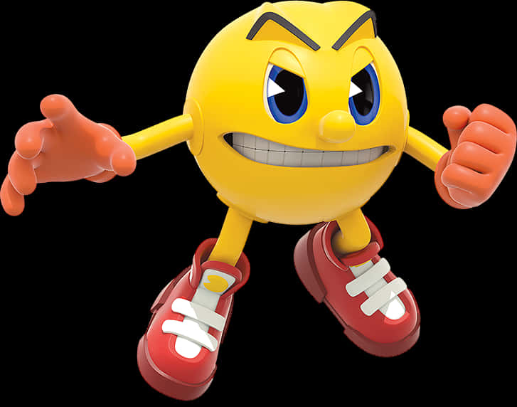 Pacman Character3 D Render PNG