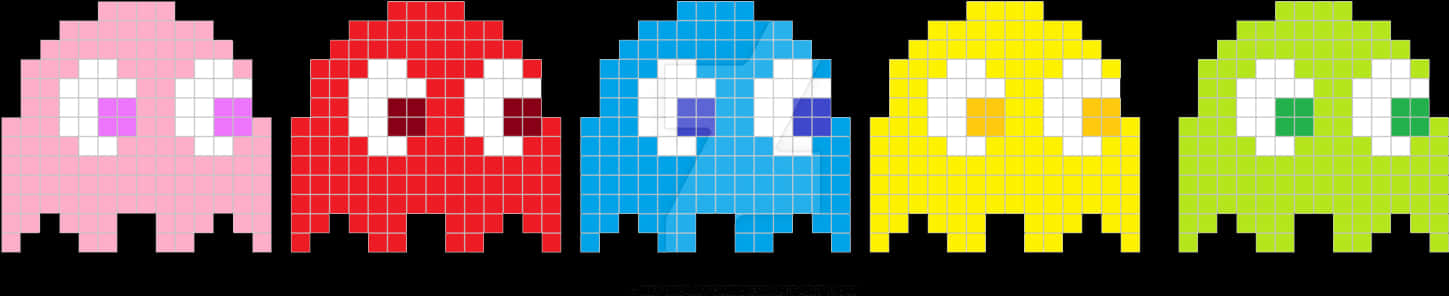 Pacman Ghosts Pixel Art PNG