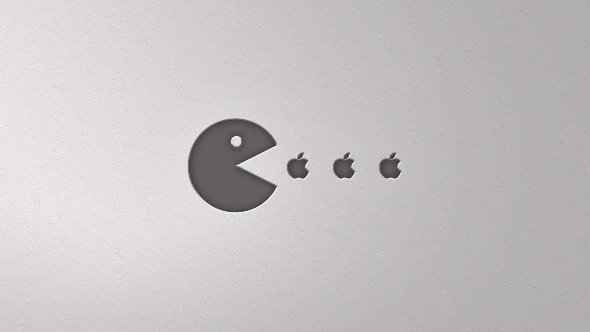 Aesthetic Pac Man And Apple Theme Design Wallpaper