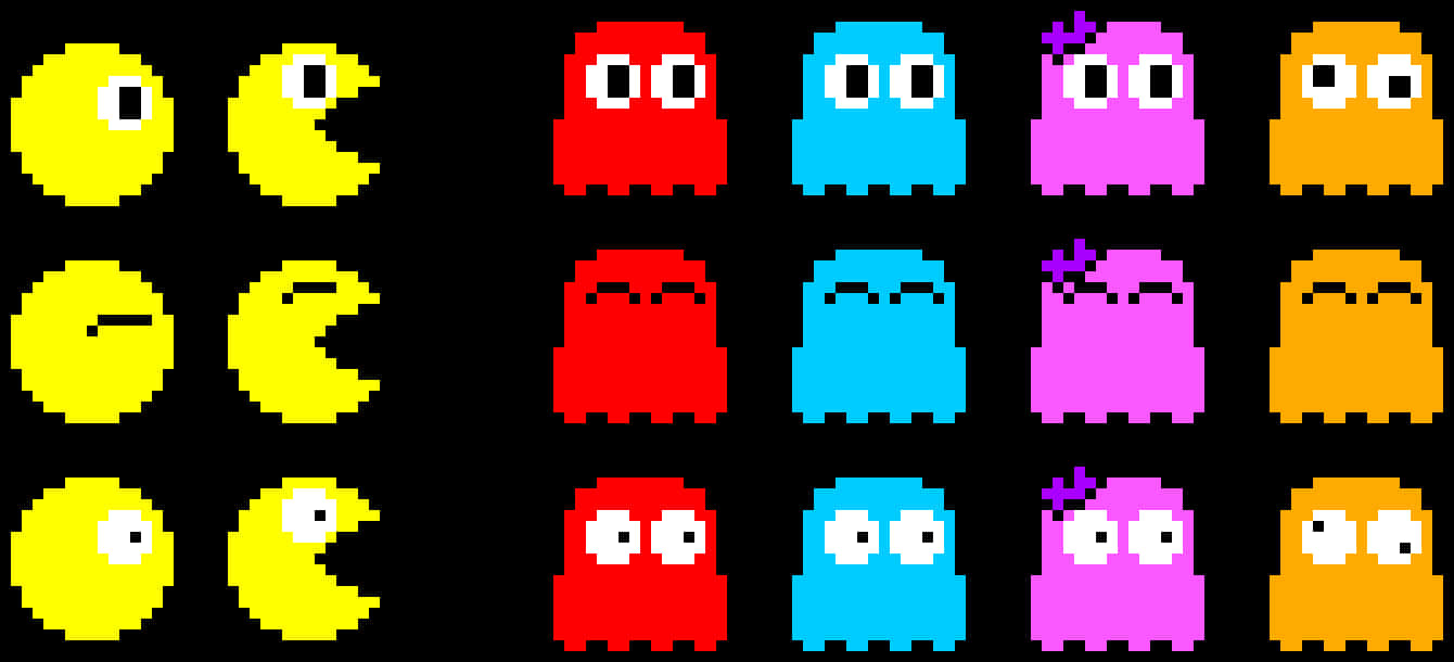 Download Pacmanand Ghosts Pixel Art | Wallpapers.com