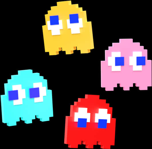 Pacmanand Ghosts Vector Art PNG
