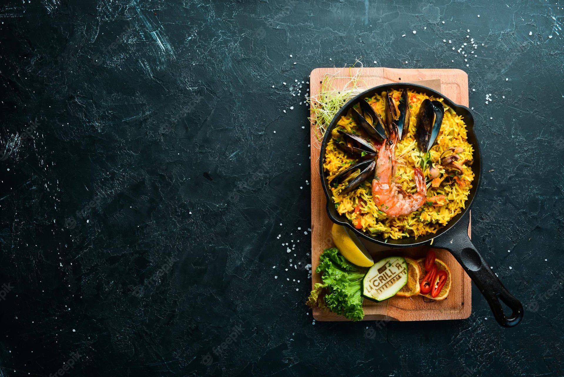 Paella Dish With Veggies On Board Wallpaper
