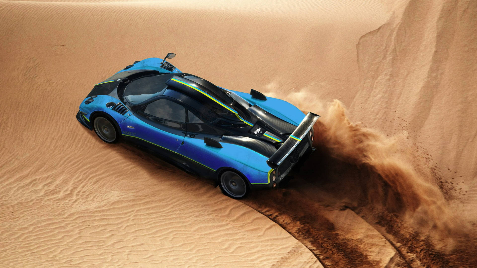 Pagani Zonda Cinque Roadster Desert Aerial Wallpaper