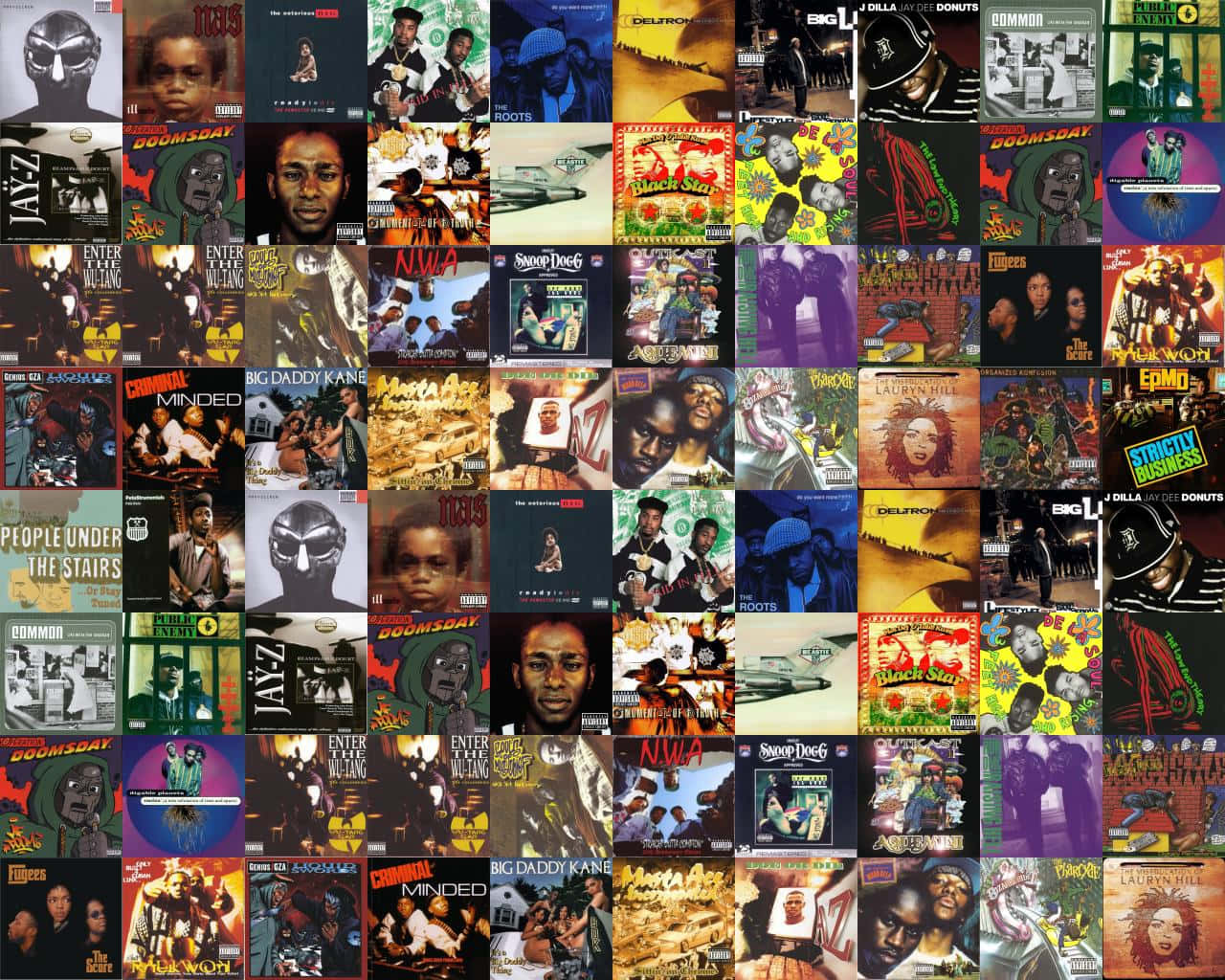 Betalt fuldt ud 90'erne Hip Hop Album Covers Wallpaper Wallpaper