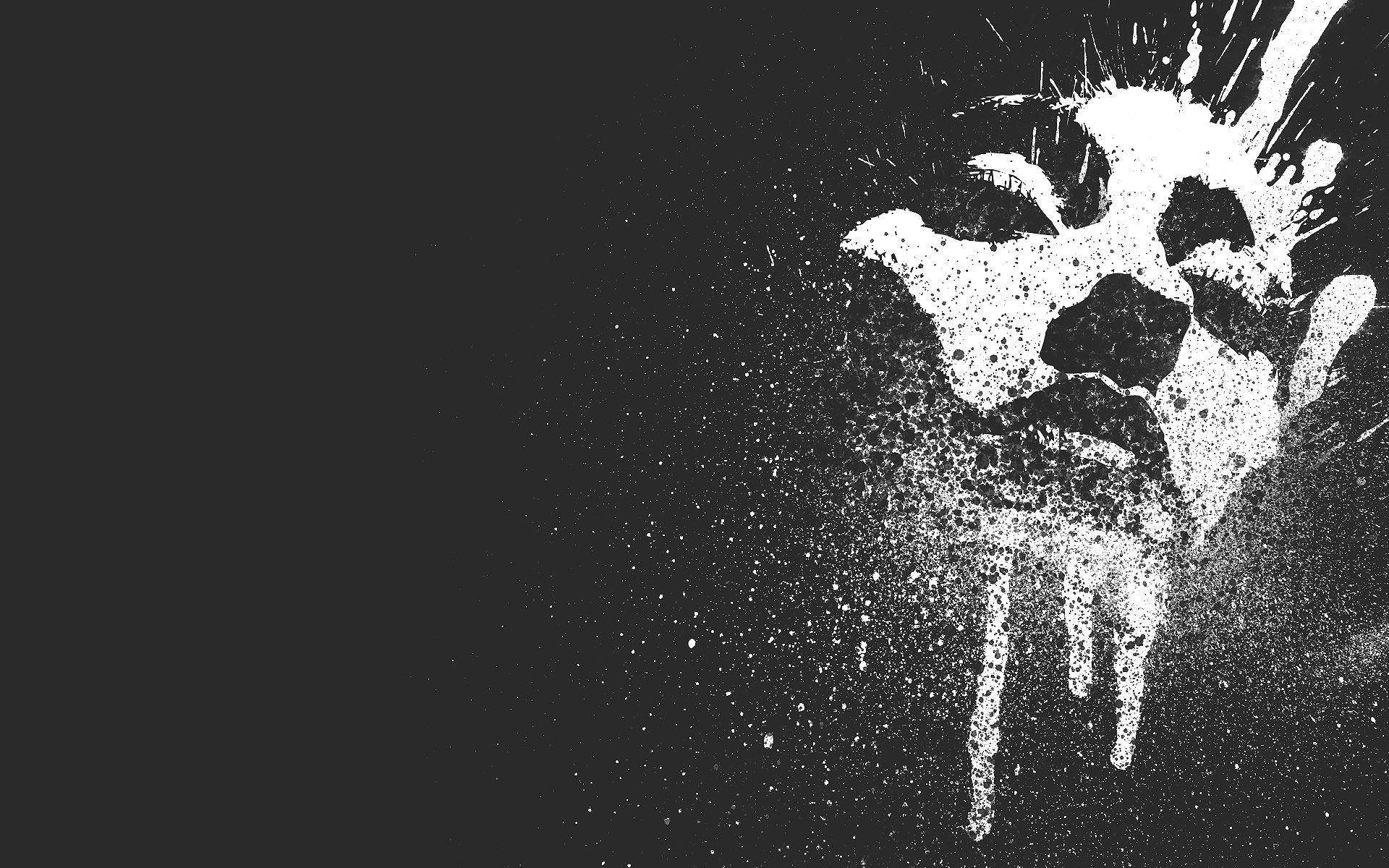 A Black And White Image Of A Face With A Spray Of Paint Wallpaper
