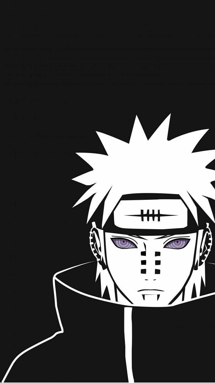 Pain Naruto Anime Black And White iPhone Wallpaper