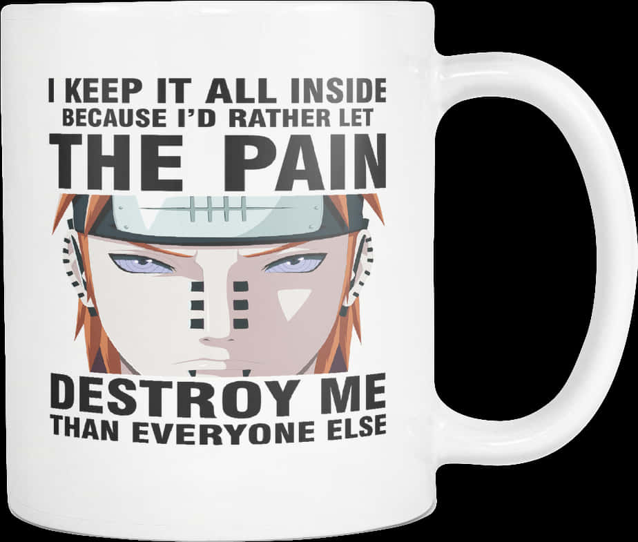 Pain Quote Anime Mug PNG