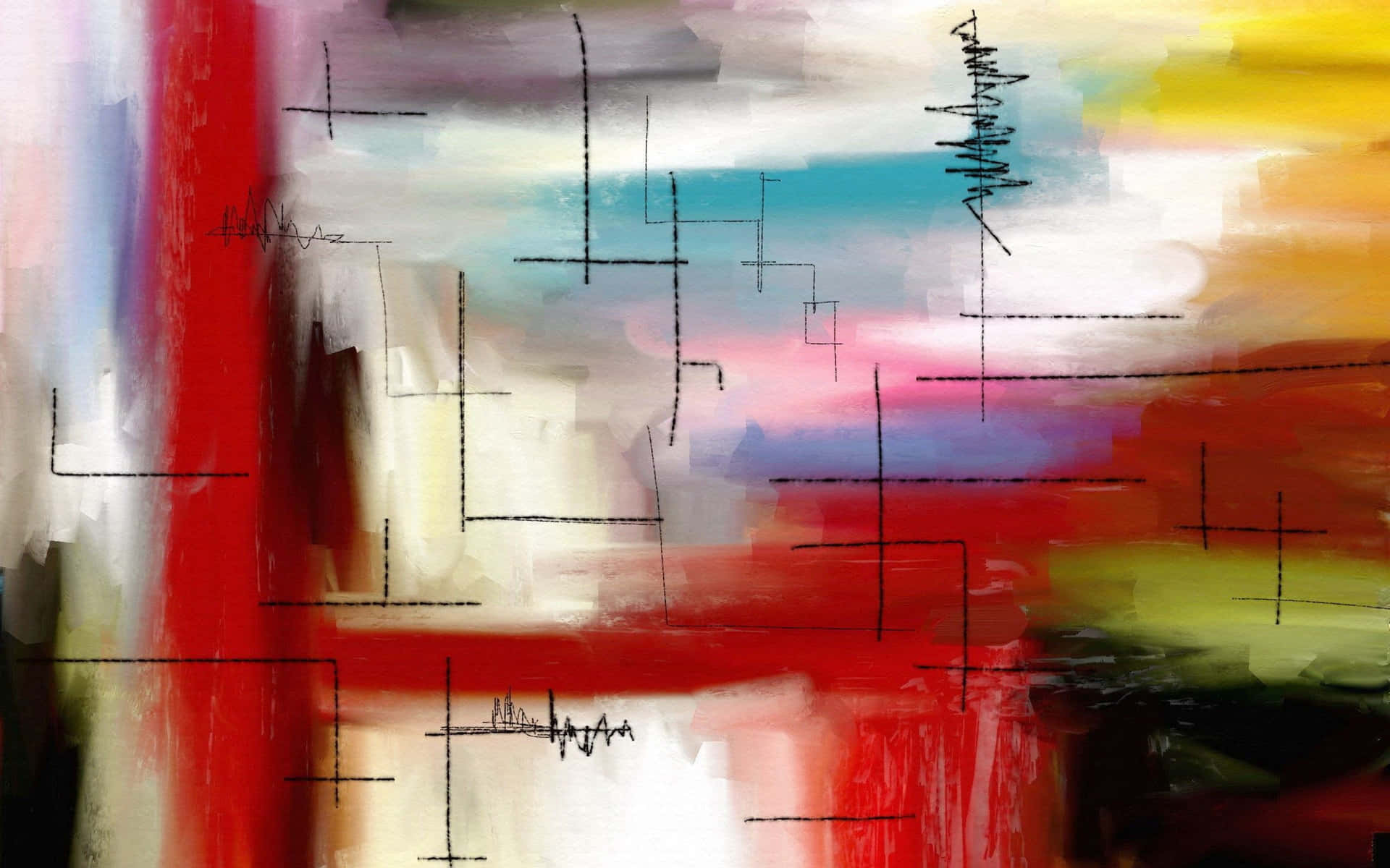 This beautiful abstract painting is filled with a sense of motion and energy