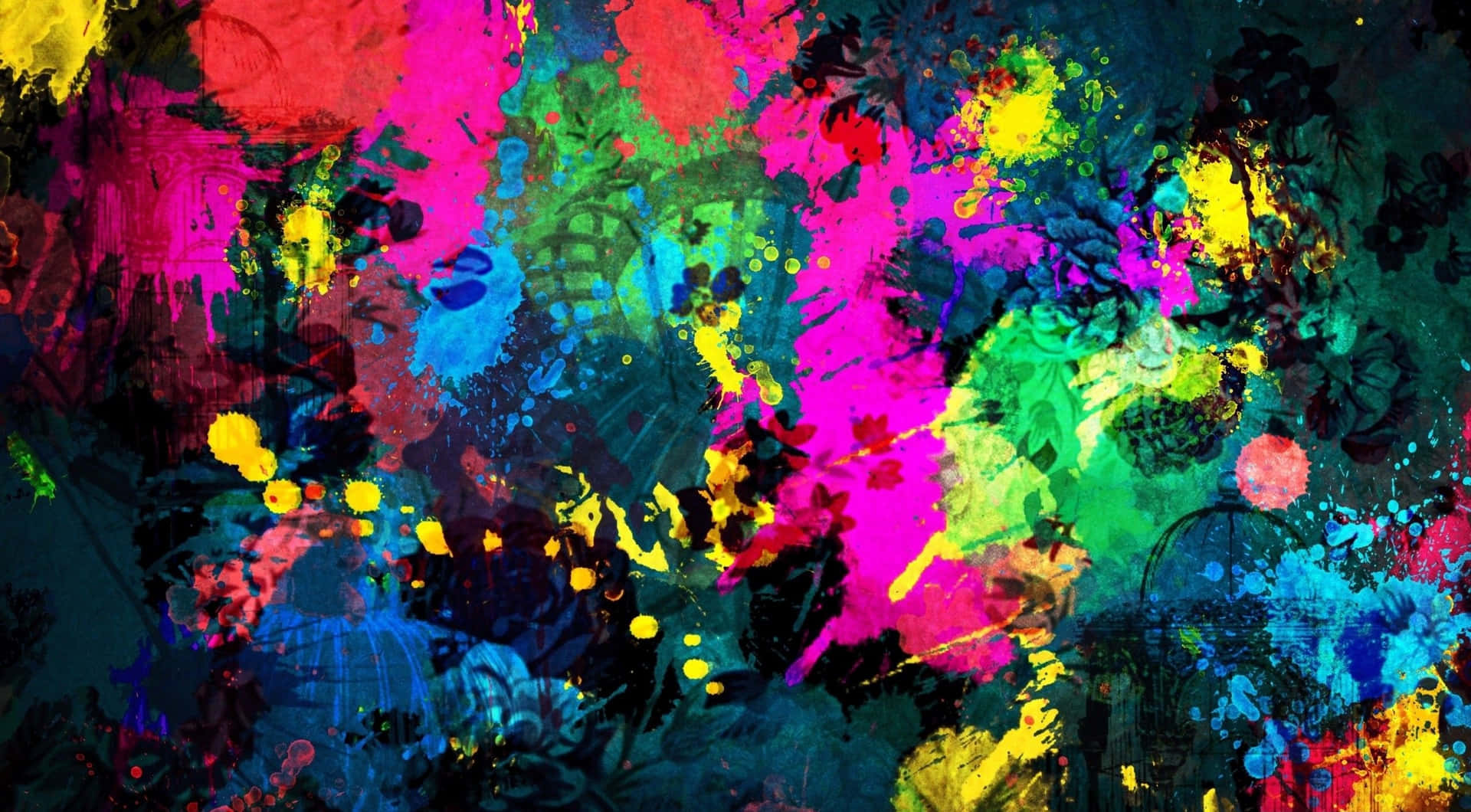 A Colorful Painting With Paint Splatters