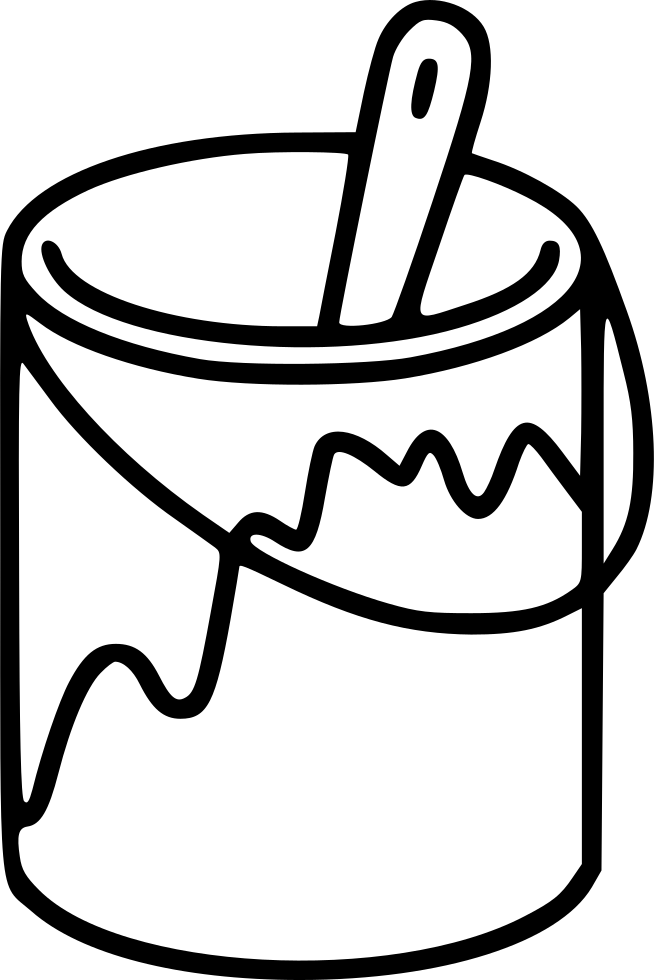 Paint Bucketand Brush Outline PNG