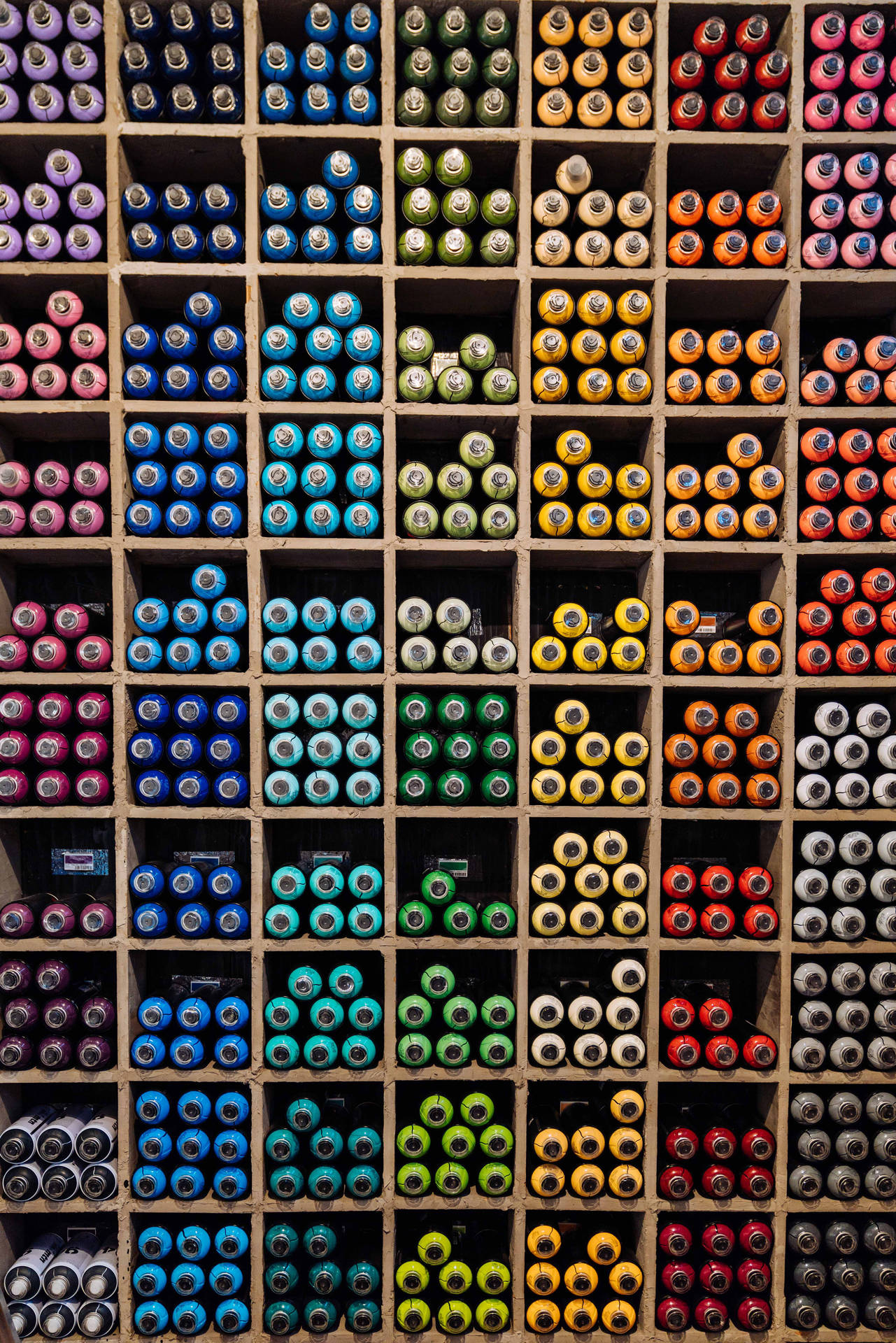 Paint Cans On Shelves Wallpaper