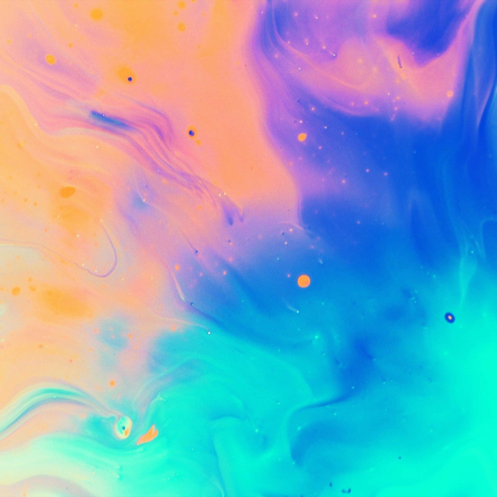 A Colorful Abstract Painting With A Blue, Orange And Yellow Background