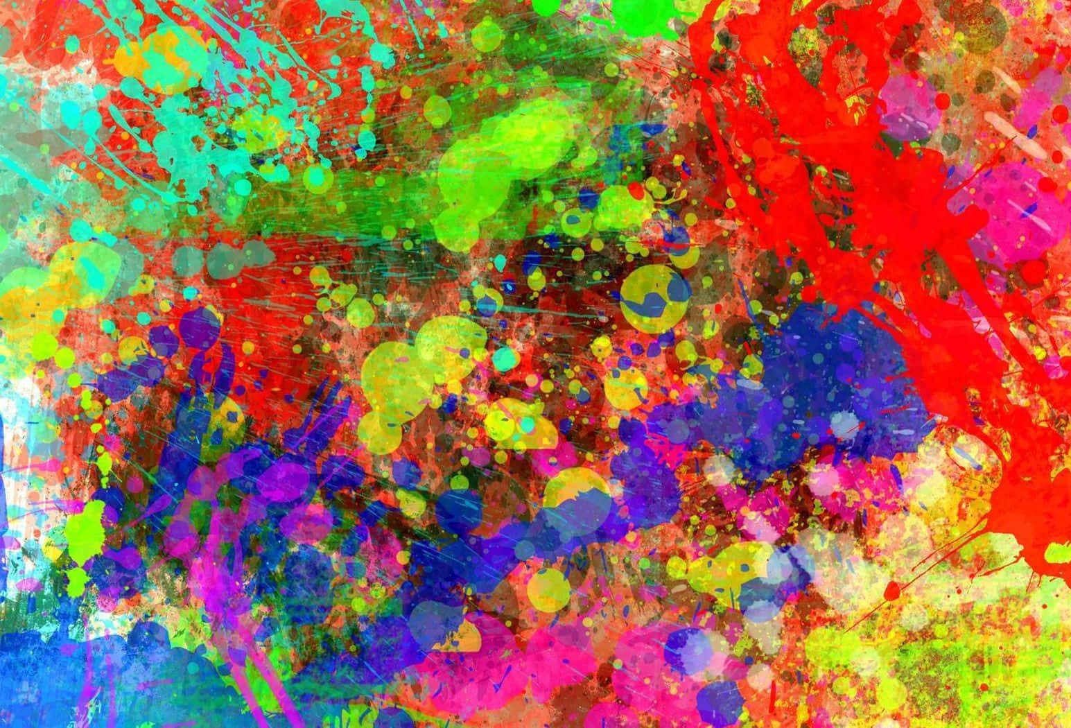A Colorful Abstract Painting With Paint Splatters