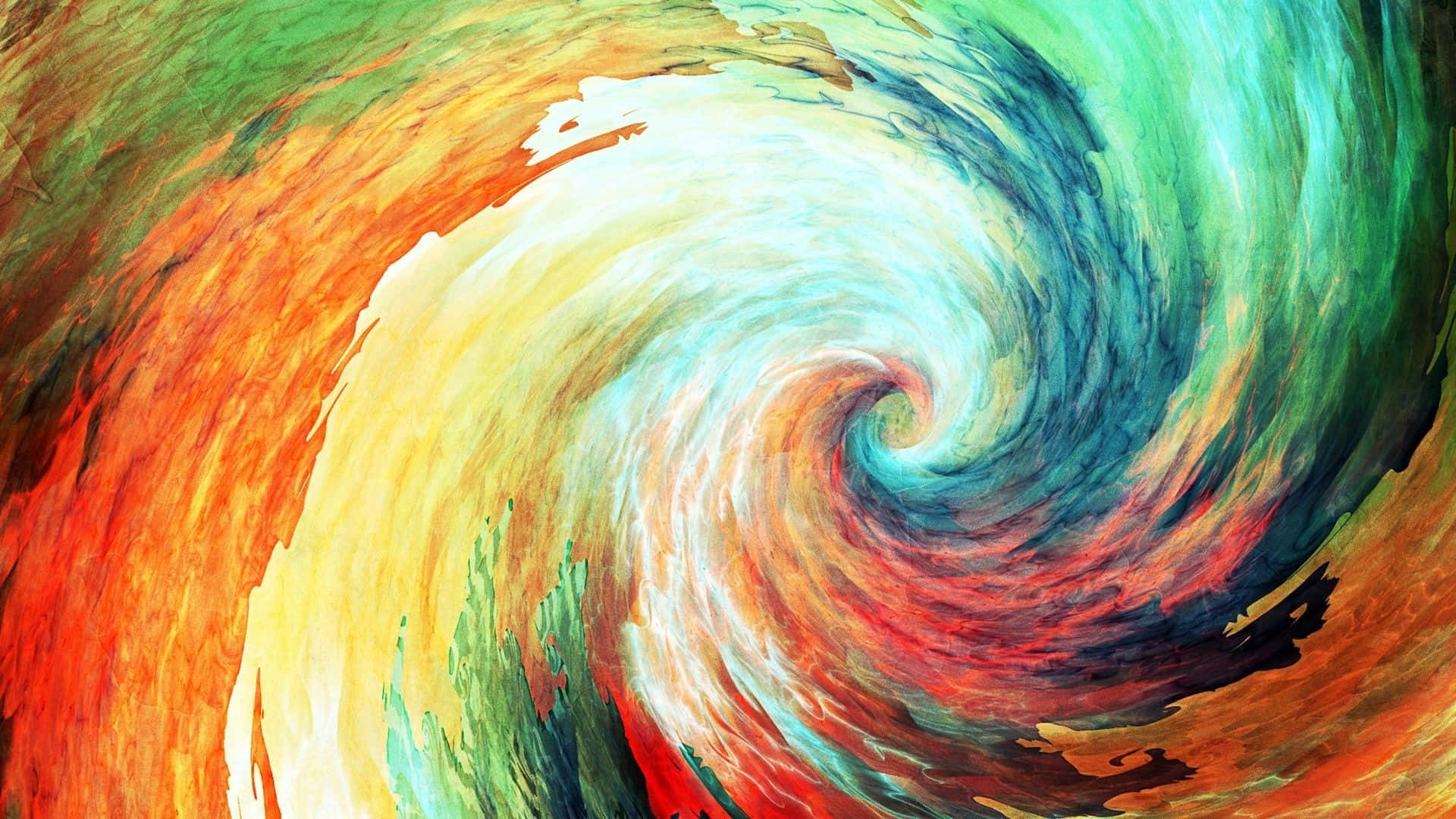 A Colorful Swirl Of Paint On A White Background