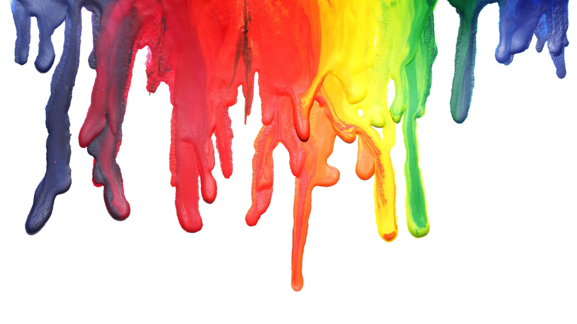 A Rainbow Of Paint Is Dripping Down A White Background Wallpaper
