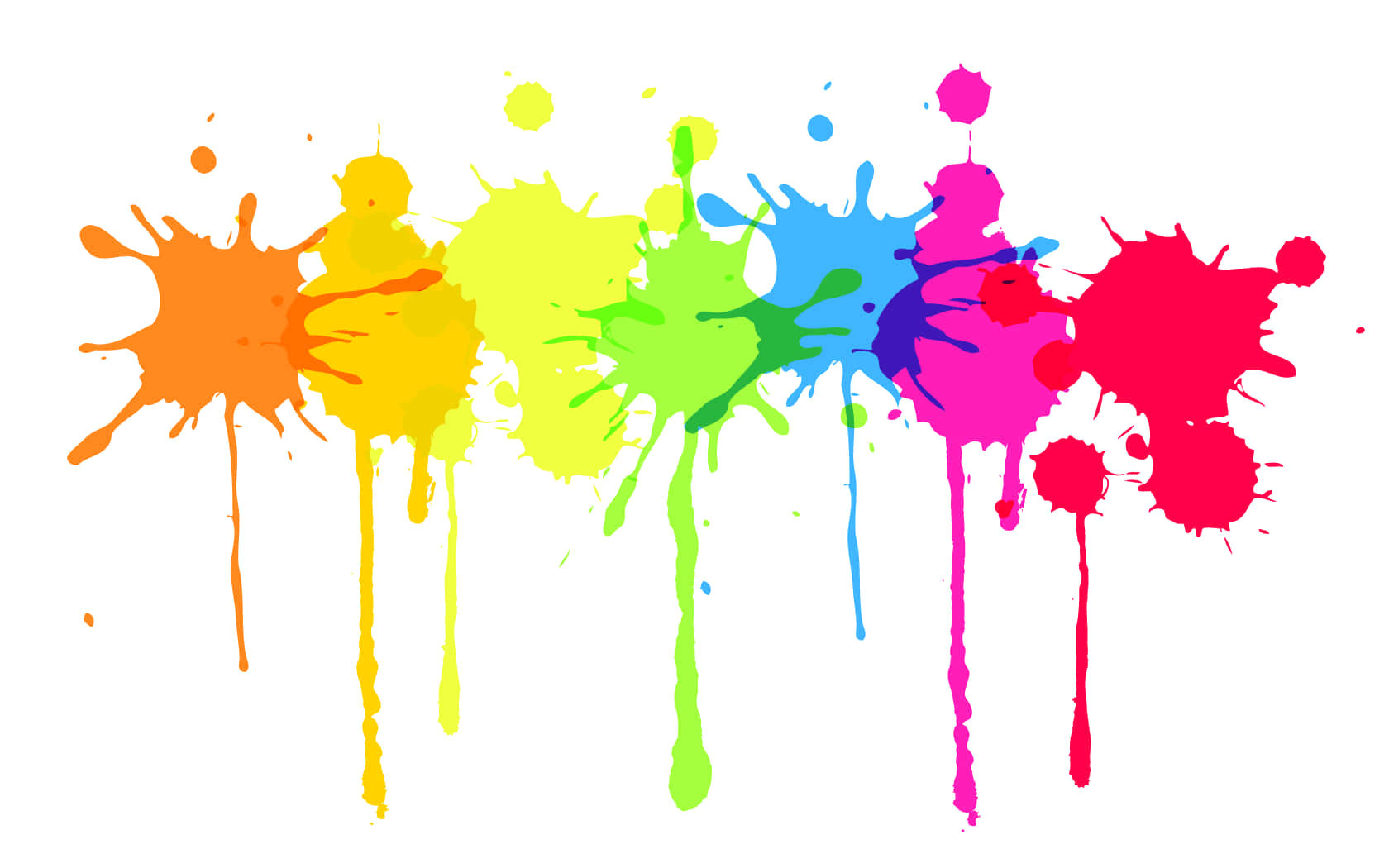 Colorful Paint Splatters On A White Background Wallpaper