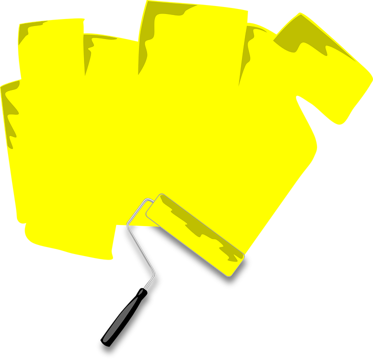 Paint Rollerand Yellow Paint PNG